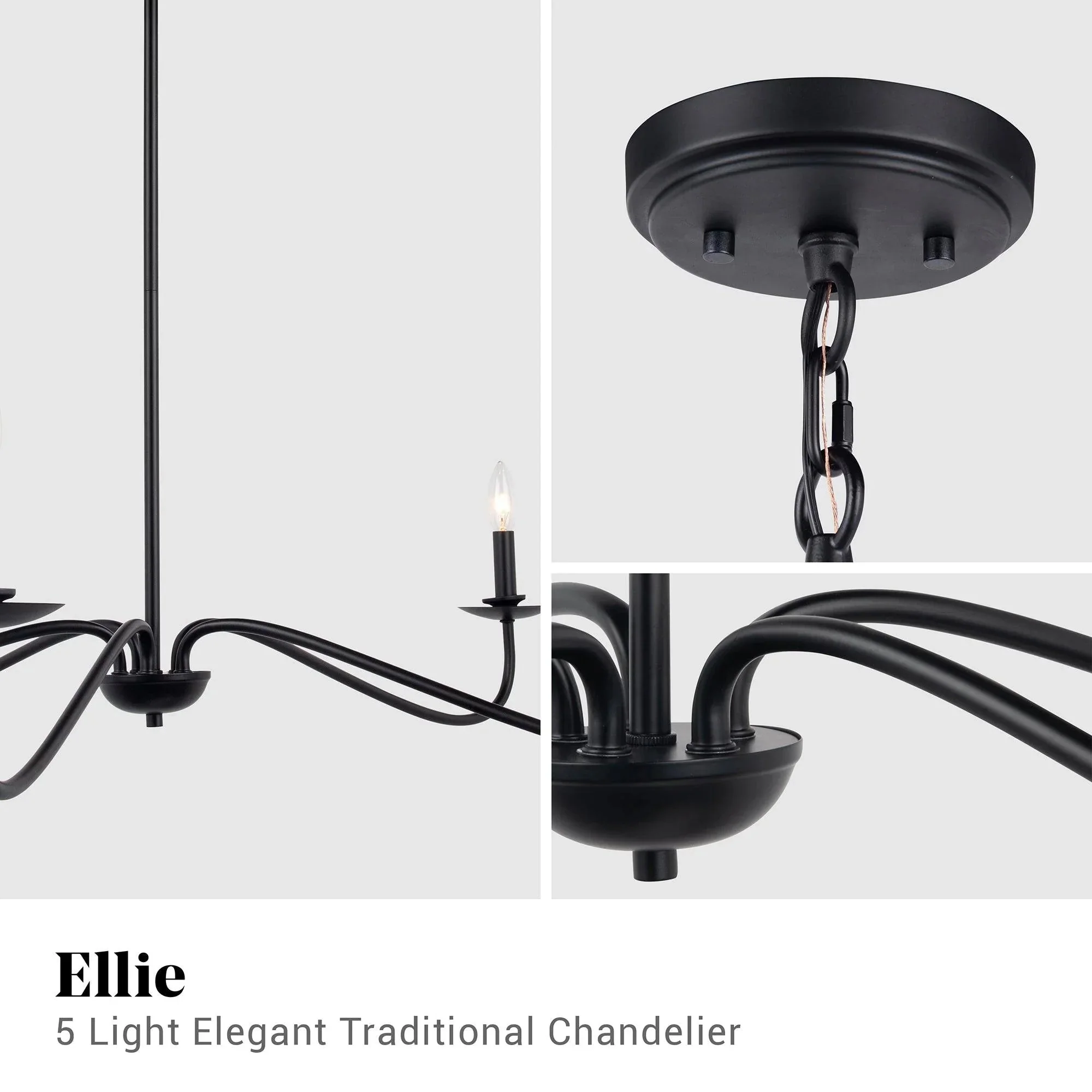 Ellie 5-Light Elegant Industrial Dimmable Chandelier - Image 4