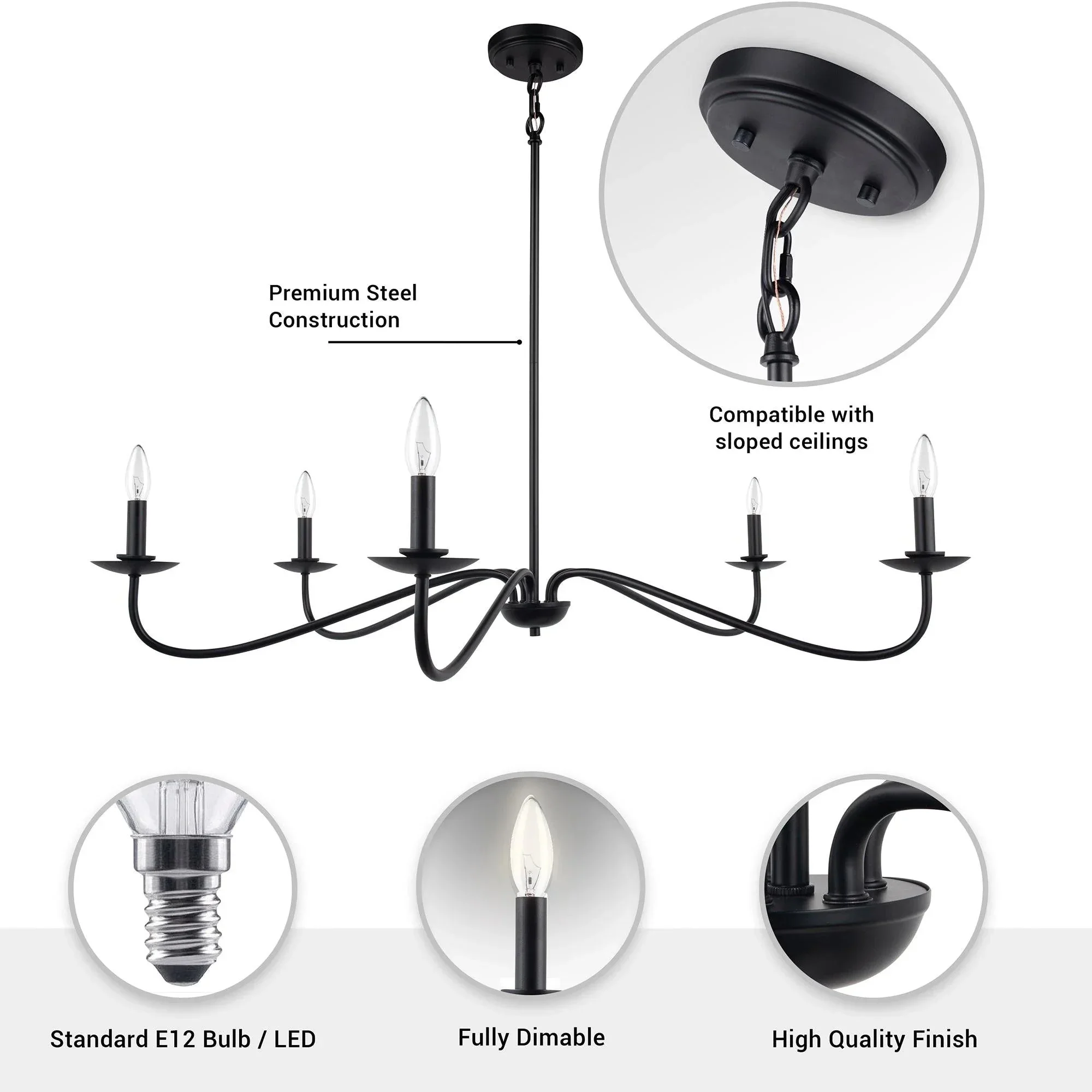 Ellie 5-Light Elegant Industrial Dimmable Chandelier - Image 5