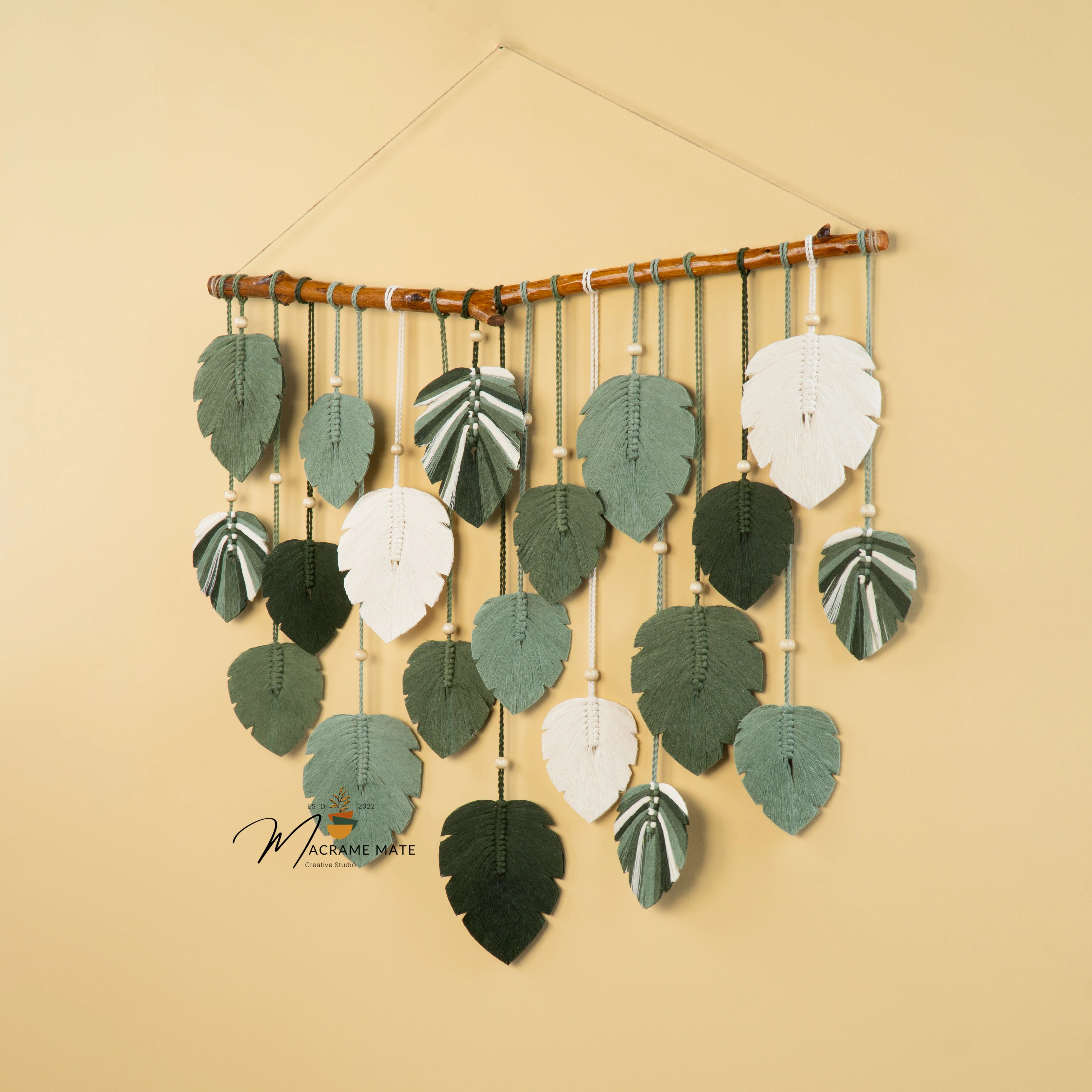 Elodie Monstera Mixed Macrame Leaves Wall Hanging - Image 6