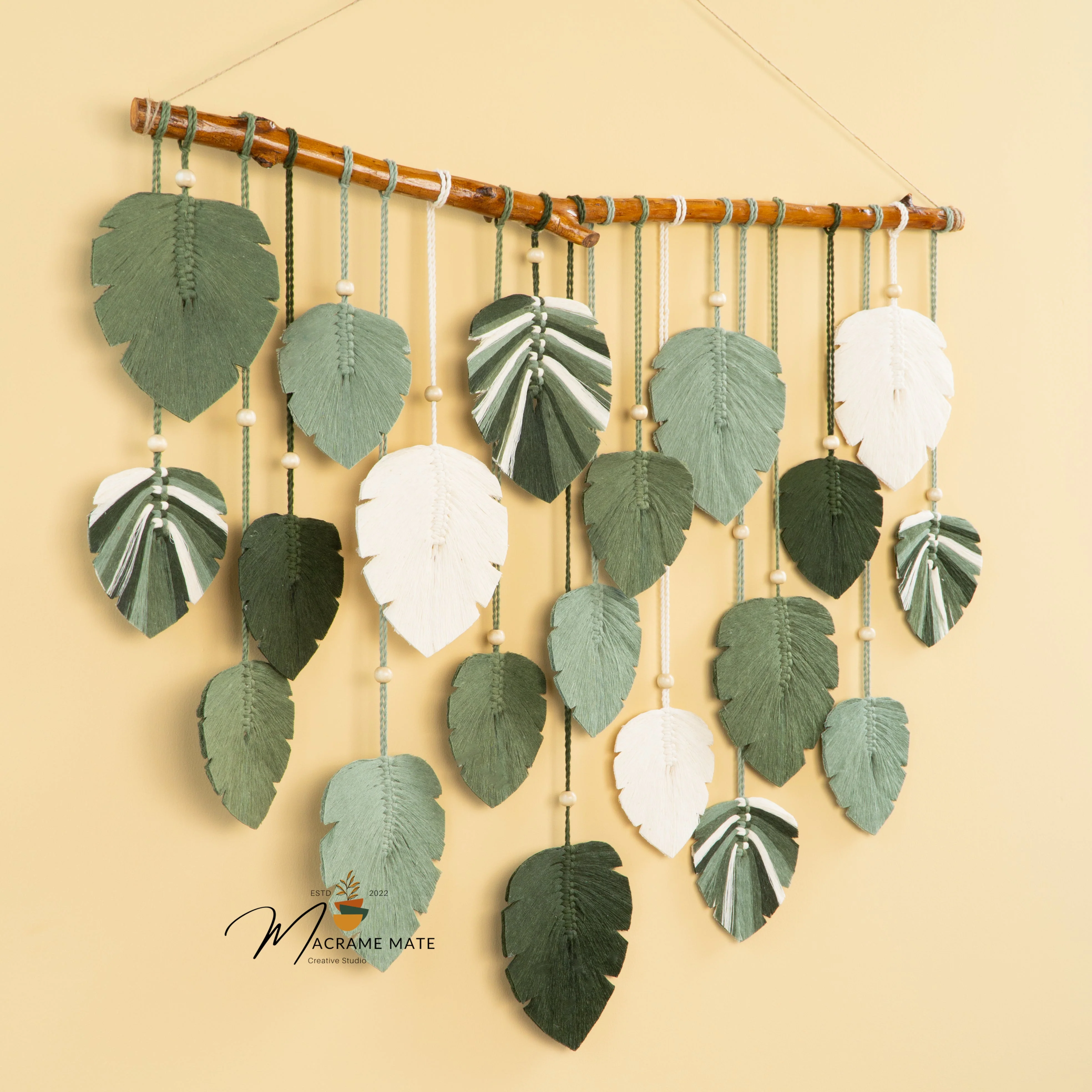 Elodie Monstera Mixed Macrame Leaves Wall Hanging - Image 8