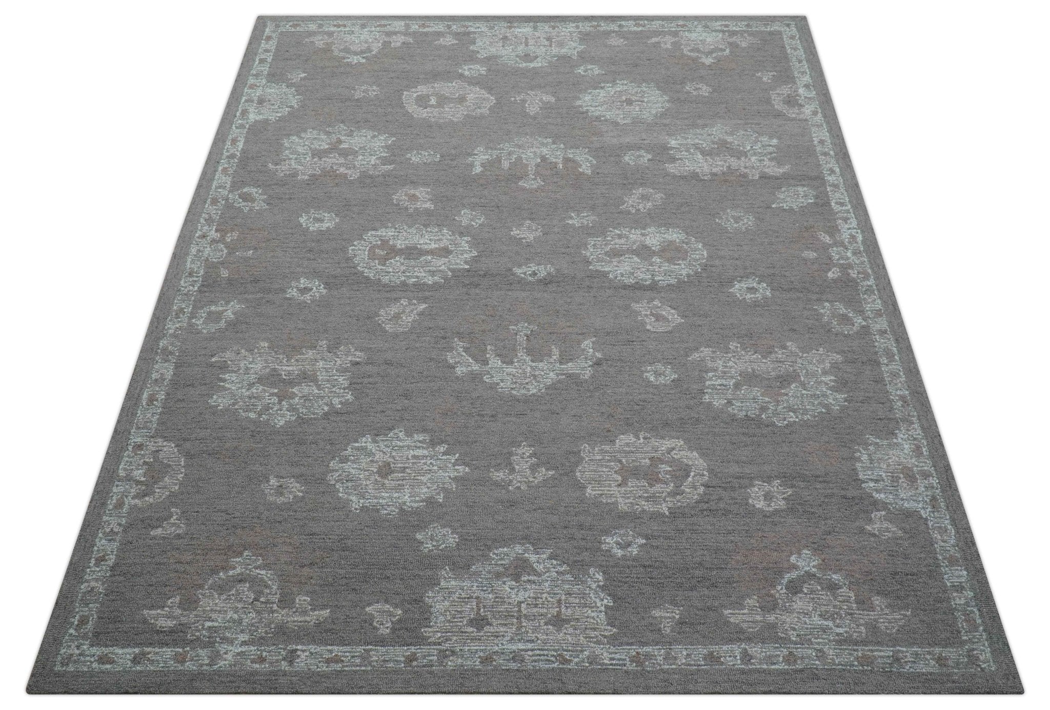 Elvin Custom Made Traditional Oushak Gray Hand Tufted wool rug - Image 10