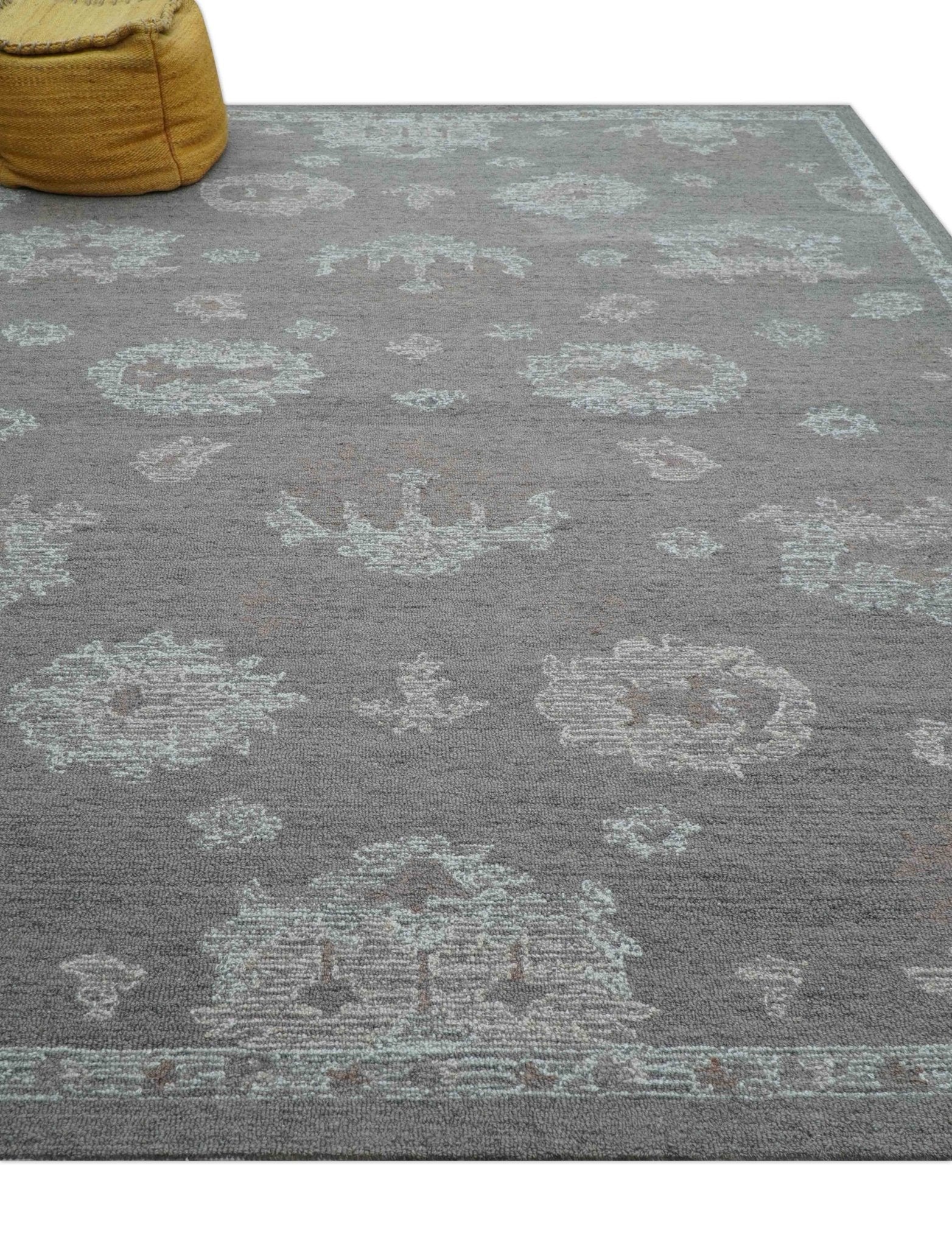 Elvin Custom Made Traditional Oushak Gray Hand Tufted wool rug - Image 9