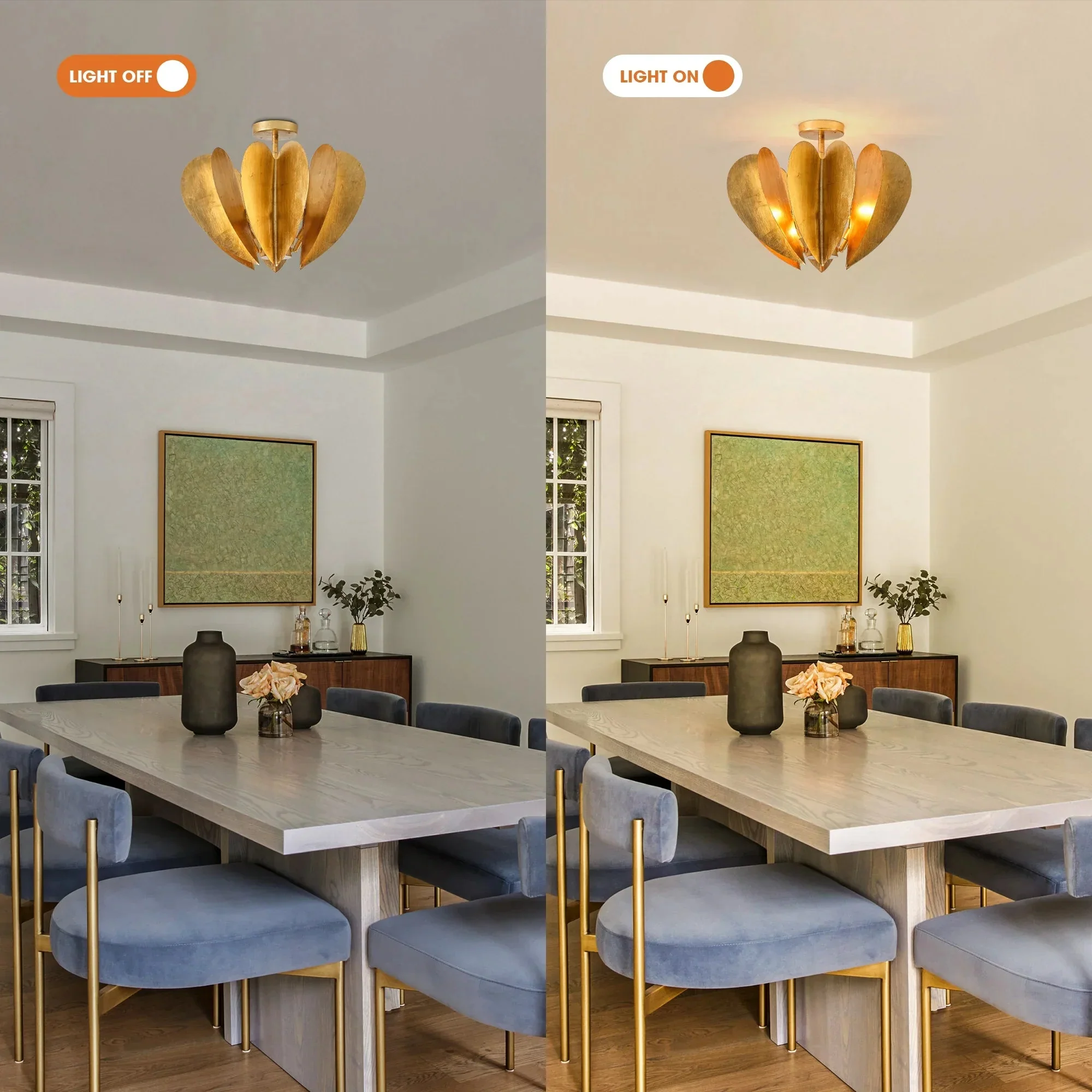 Elvira Farmhouse Gold Hexagonal Ceiling Light - Image 11