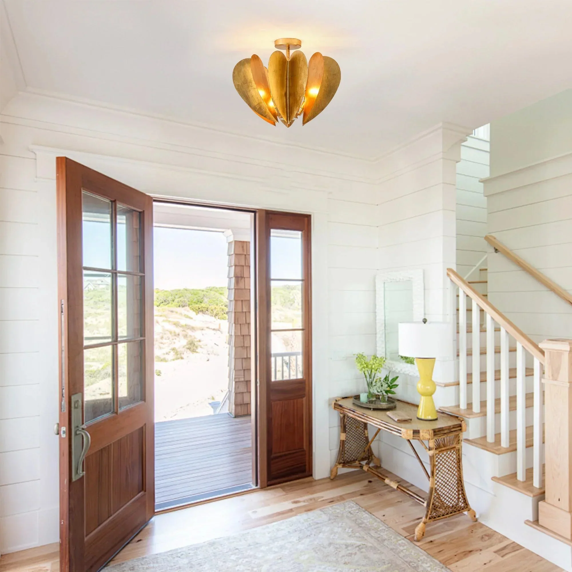 Elvira Farmhouse Gold Hexagonal Ceiling Light - Image 3
