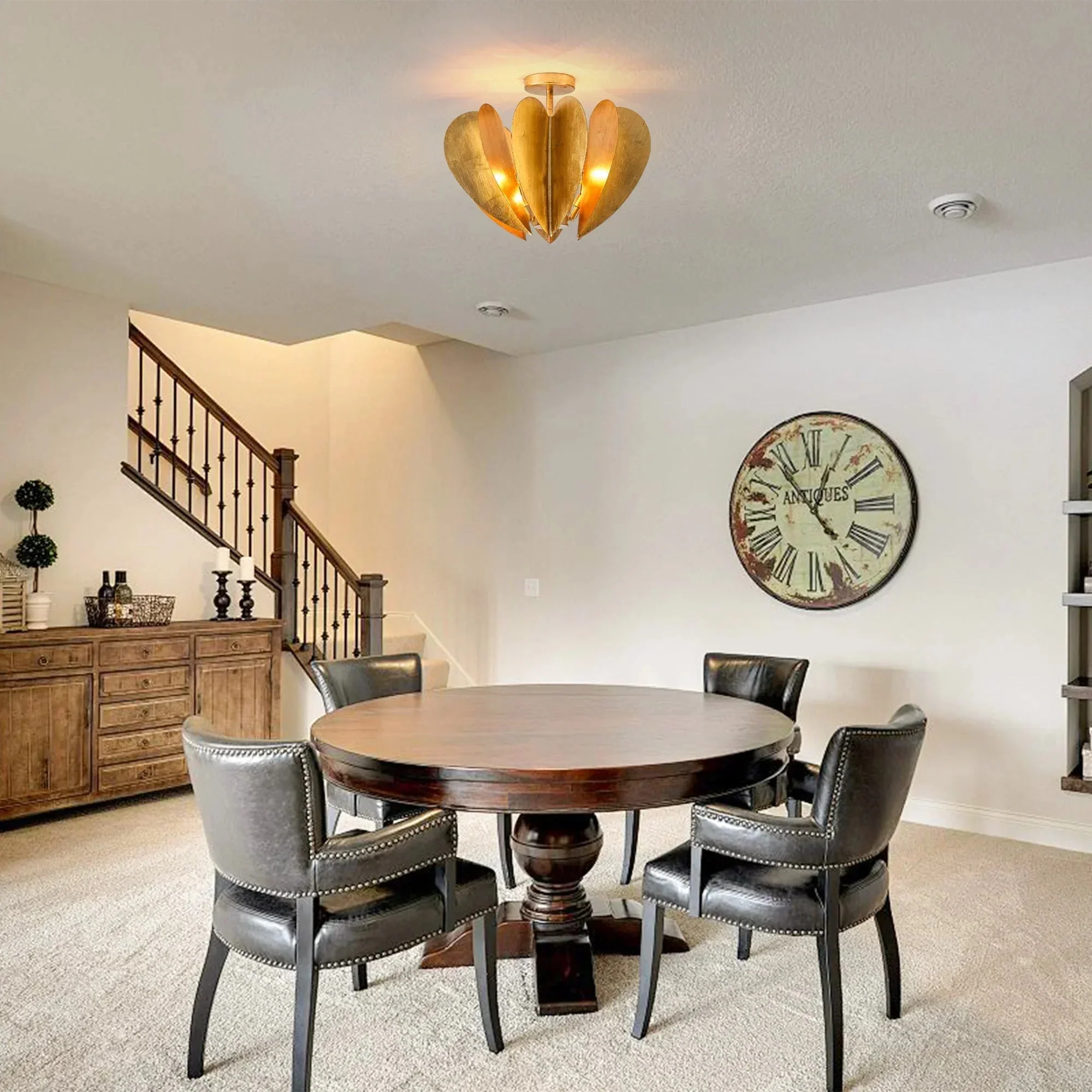 Elvira Farmhouse Gold Hexagonal Ceiling Light - Image 4