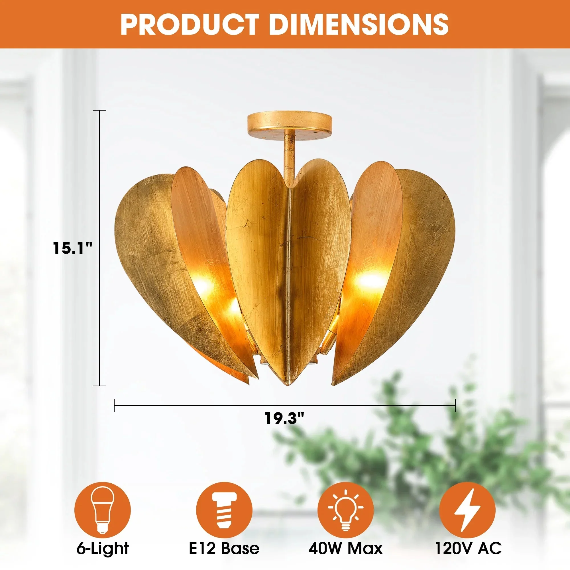 Elvira Farmhouse Gold Hexagonal Ceiling Light - Image 9