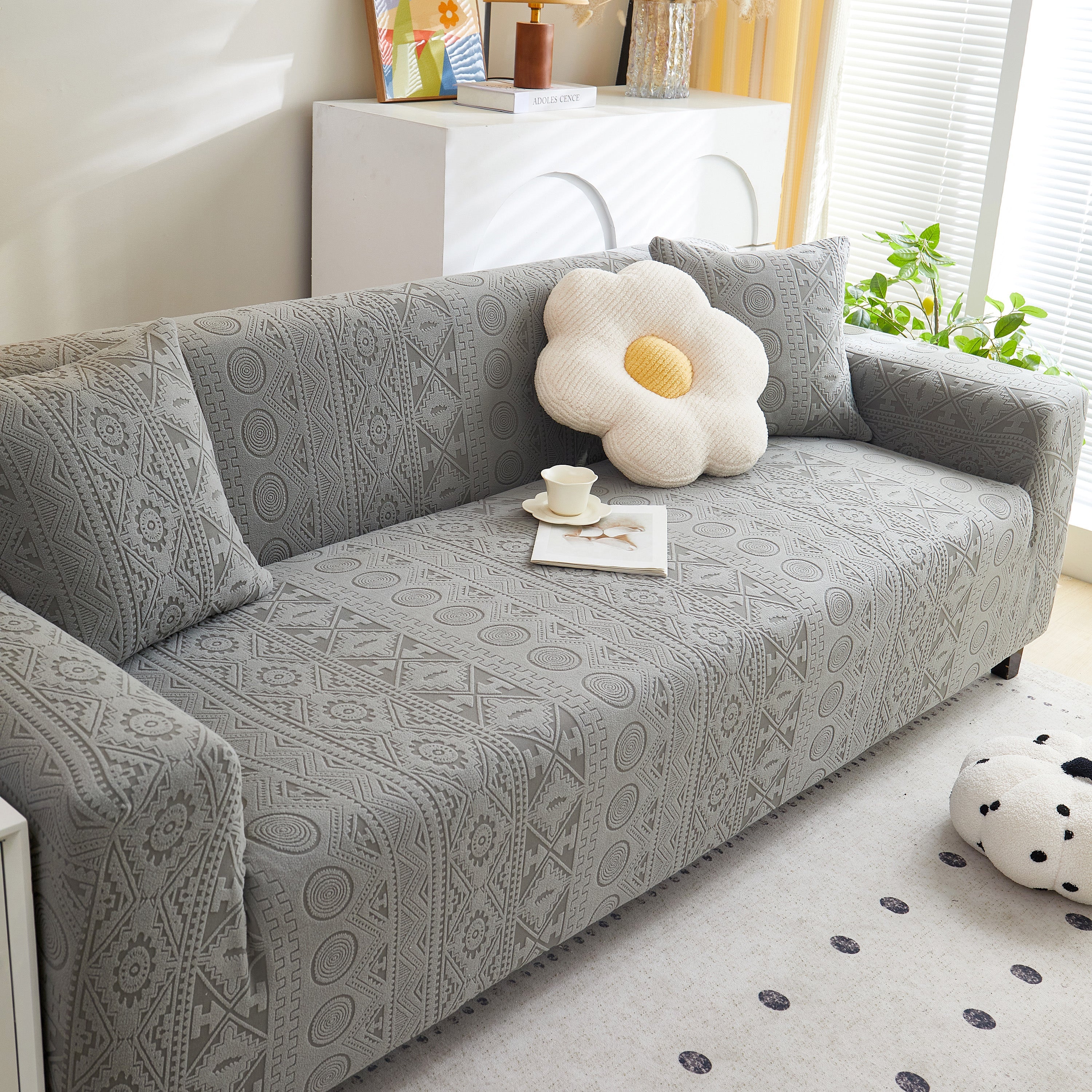 Embossed Geometric Elastic Sofa Cover Boho Stylish Decorative Furniture Covers - Image 17