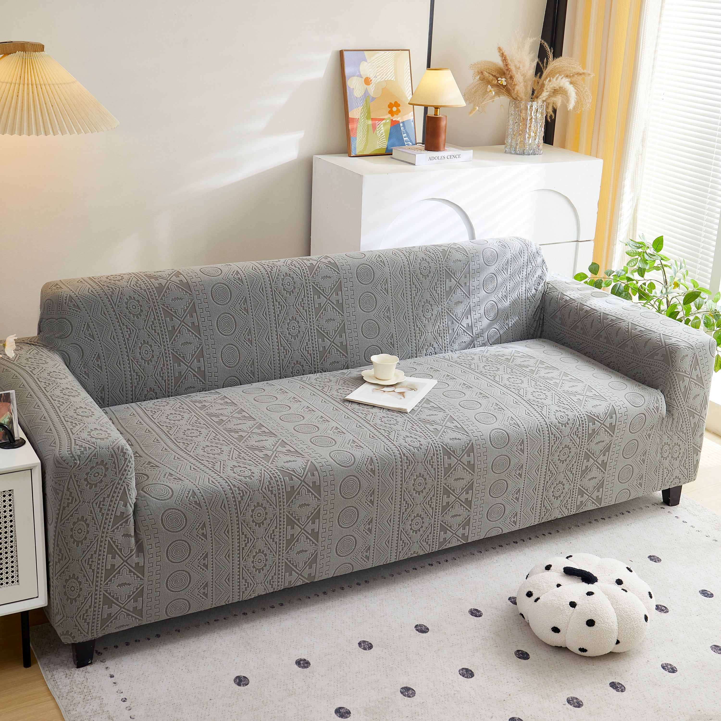 Embossed Geometric Elastic Sofa Cover Boho Stylish Decorative Furniture Covers - Image 18