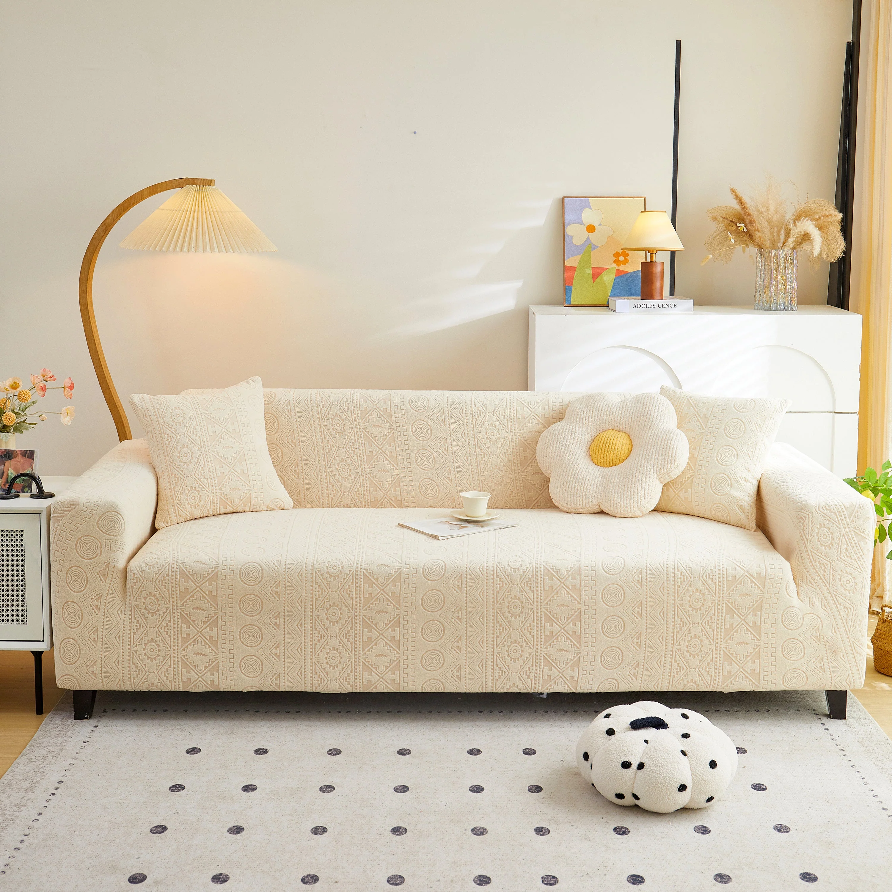 Embossed Geometric Elastic Sofa Cover Boho Stylish Decorative Furniture Covers - Image 22