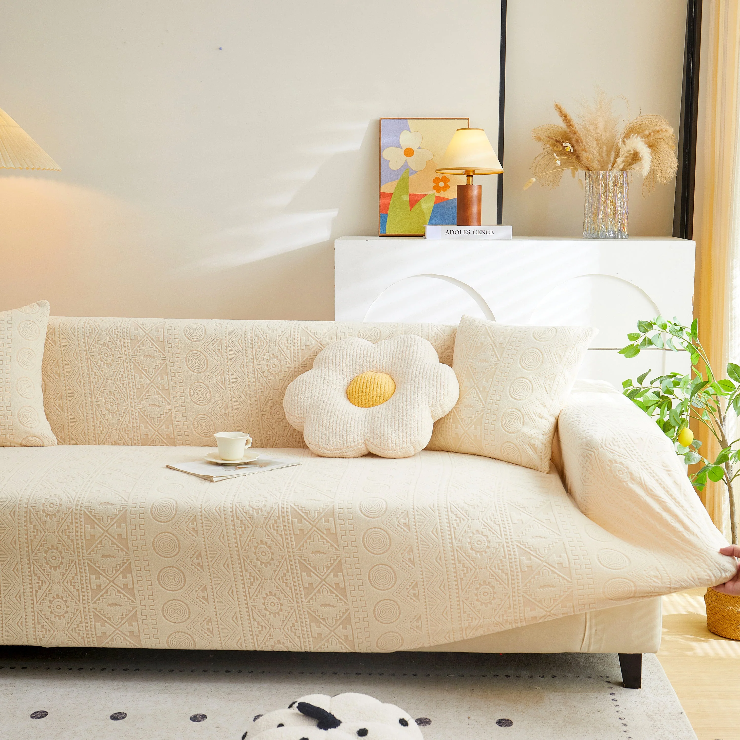 Embossed Geometric Elastic Sofa Cover Boho Stylish Decorative Furniture Covers - Image 29