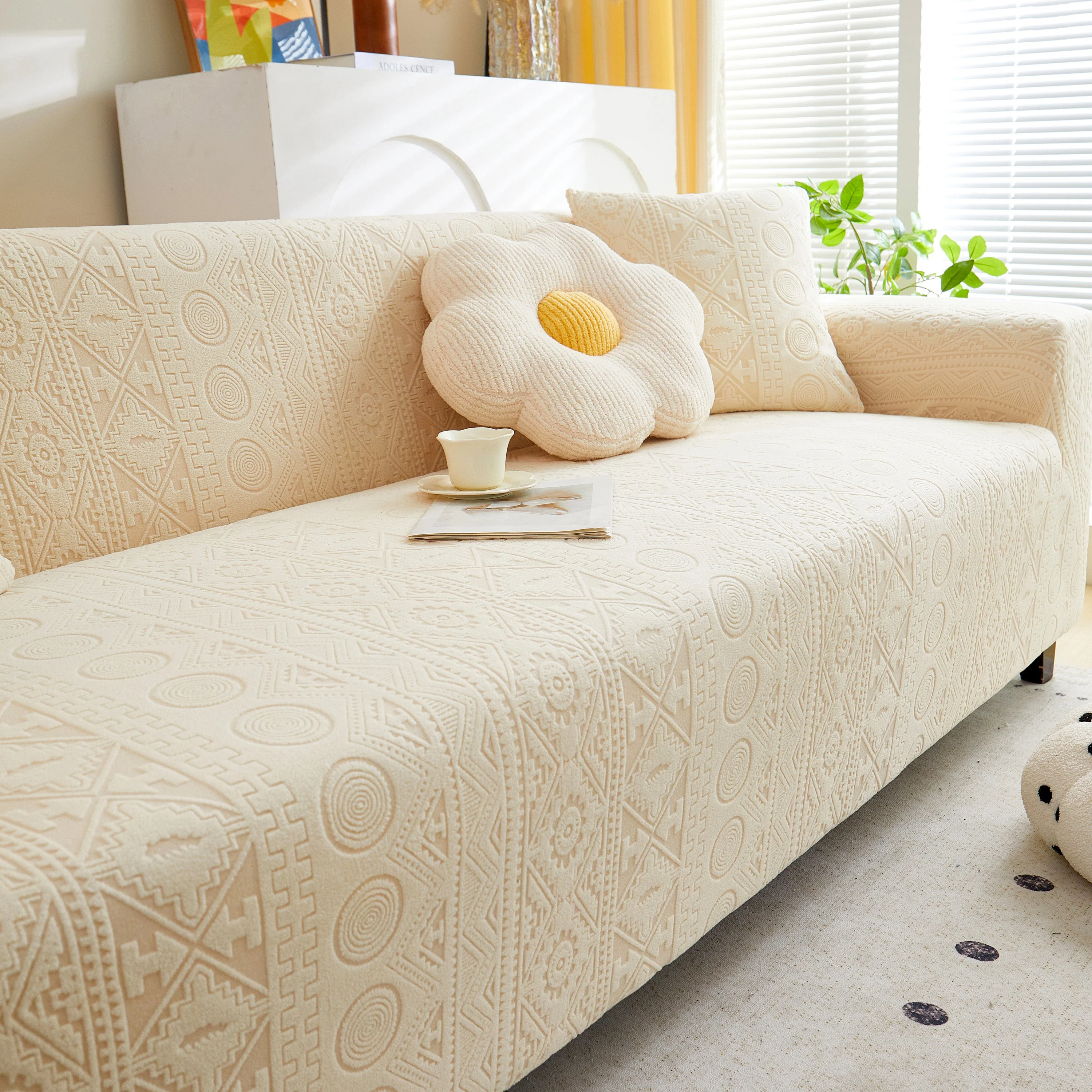 Embossed Geometric Elastic Sofa Cover Boho Stylish Decorative Furniture Covers - Image 31