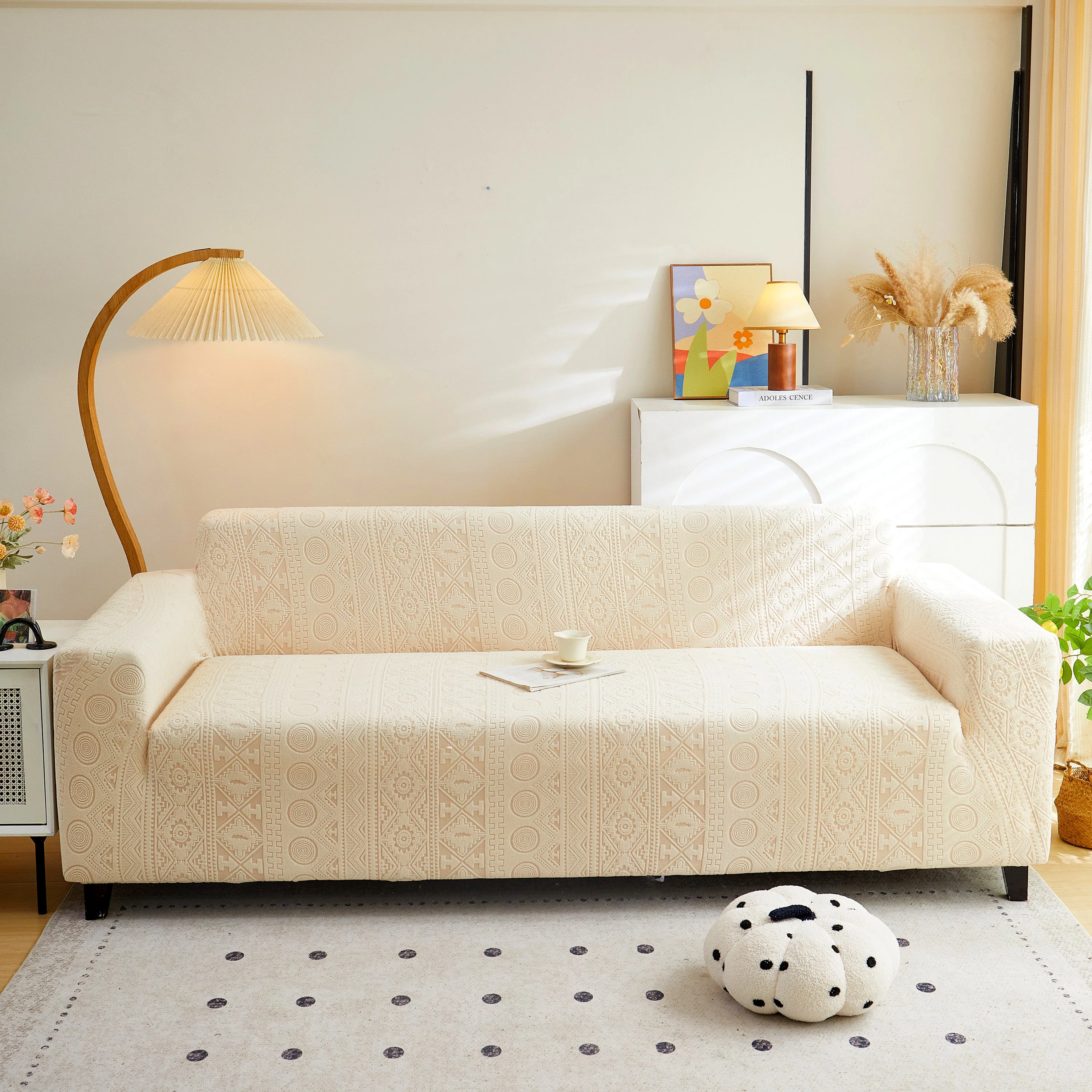 Embossed Geometric Elastic Sofa Cover Boho Stylish Decorative Furniture Covers - Image 32