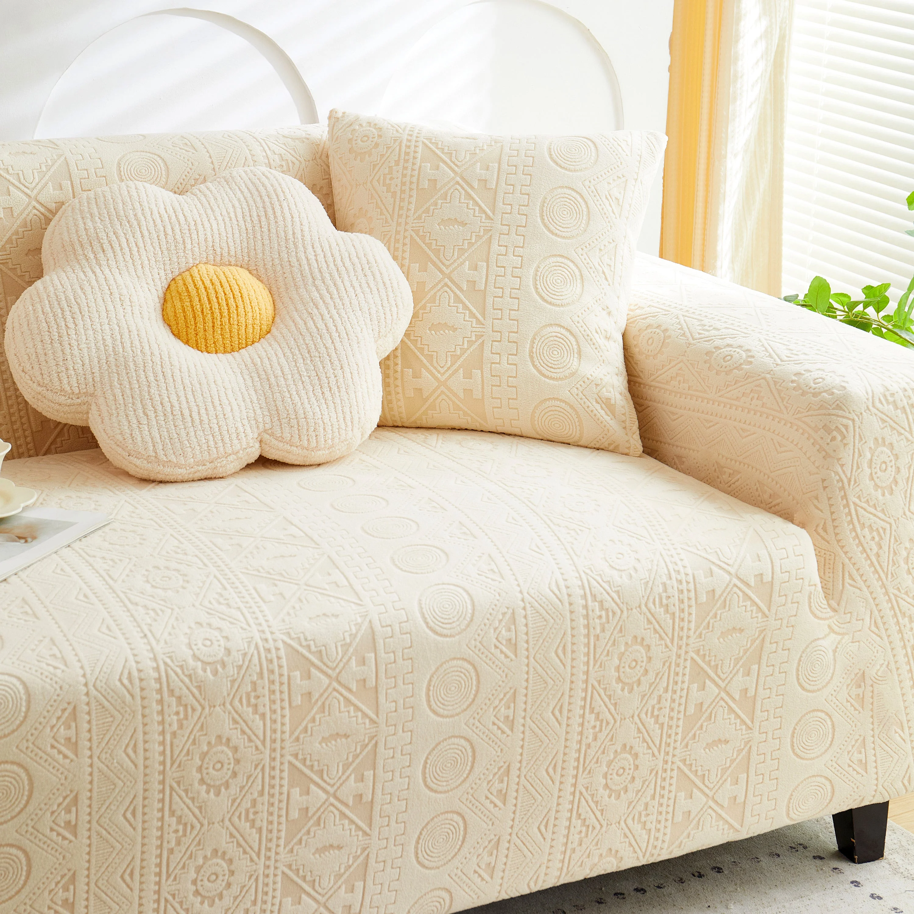 Embossed Geometric Elastic Sofa Cover Boho Stylish Decorative Furniture Covers - Image 33