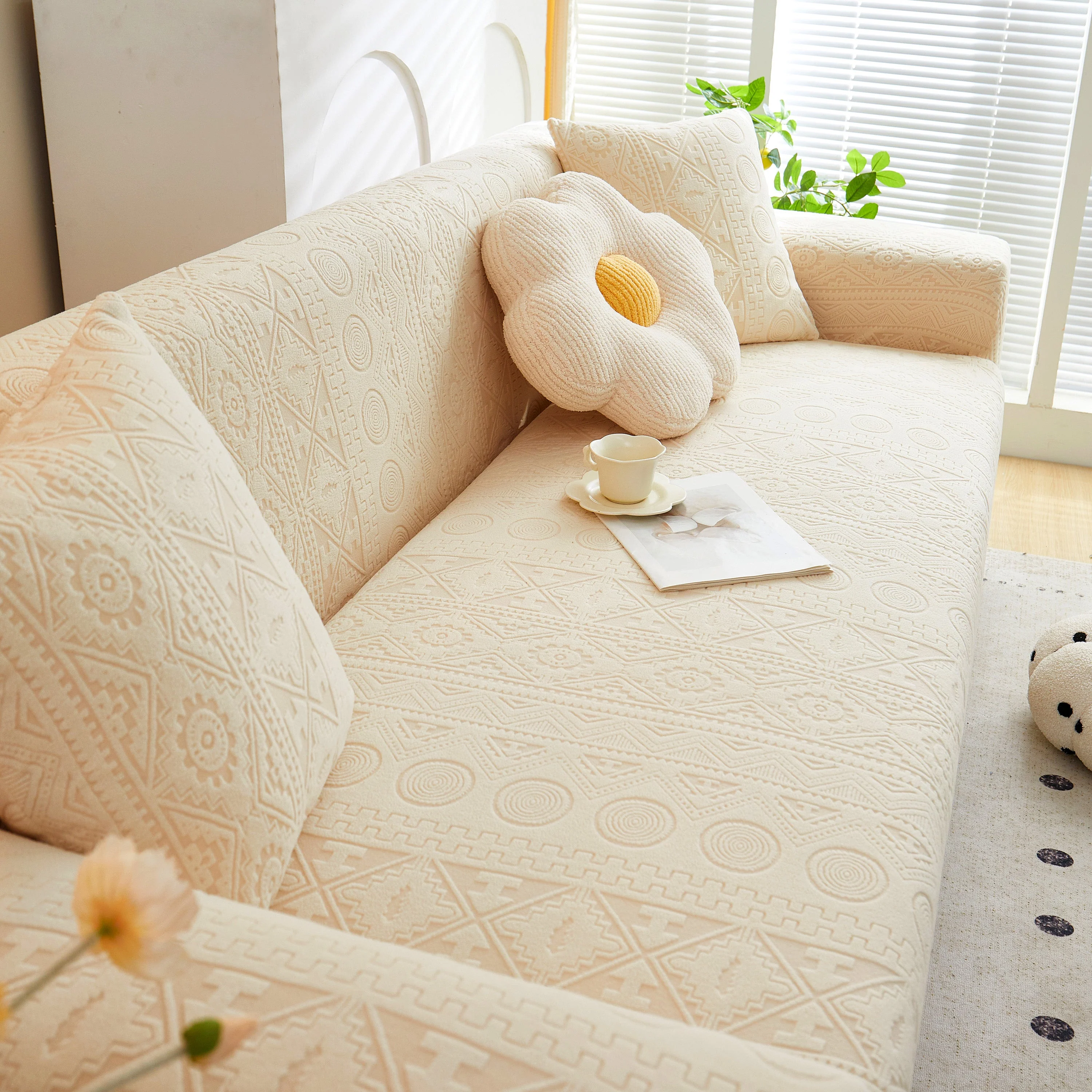 Embossed Geometric Elastic Sofa Cover Boho Stylish Decorative Furniture Covers - Image 34