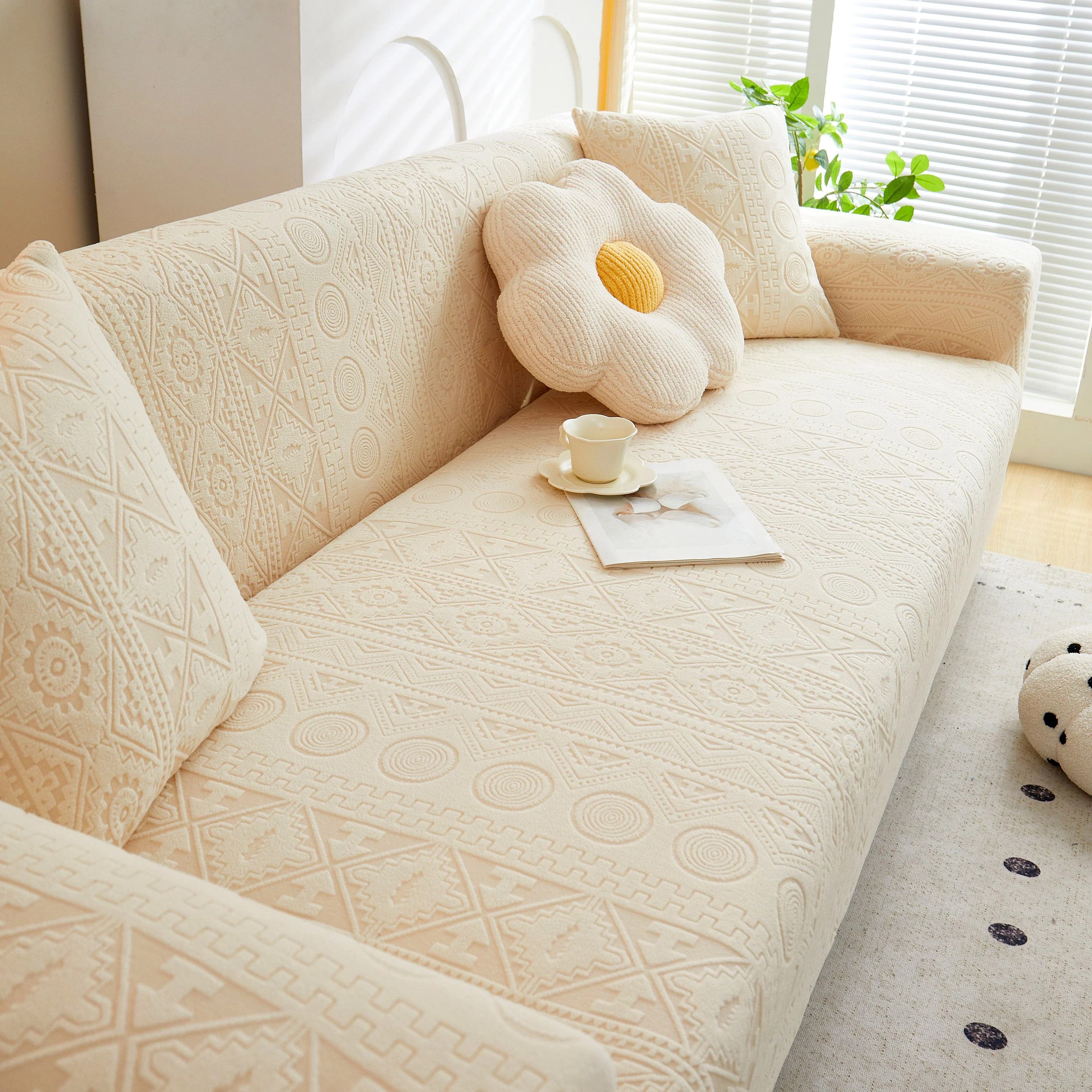 Embossed Geometric Elastic Sofa Cover Boho Stylish Decorative Furniture Covers - Image 35