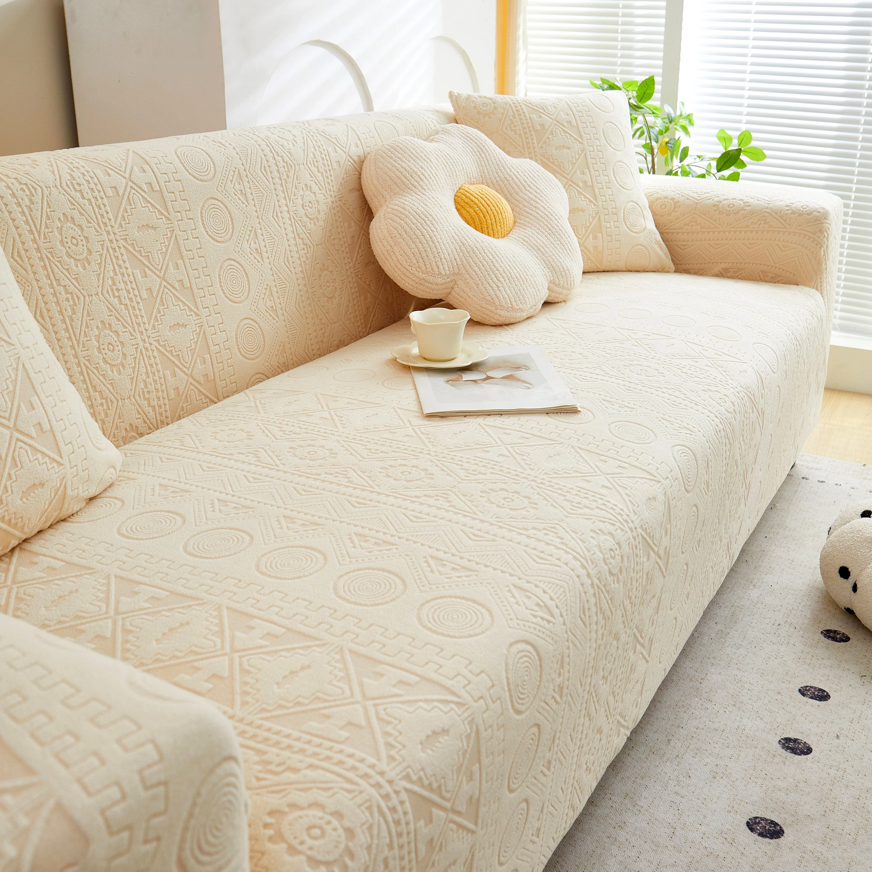 Embossed Geometric Elastic Sofa Cover Boho Stylish Decorative Furniture Covers - Image 36