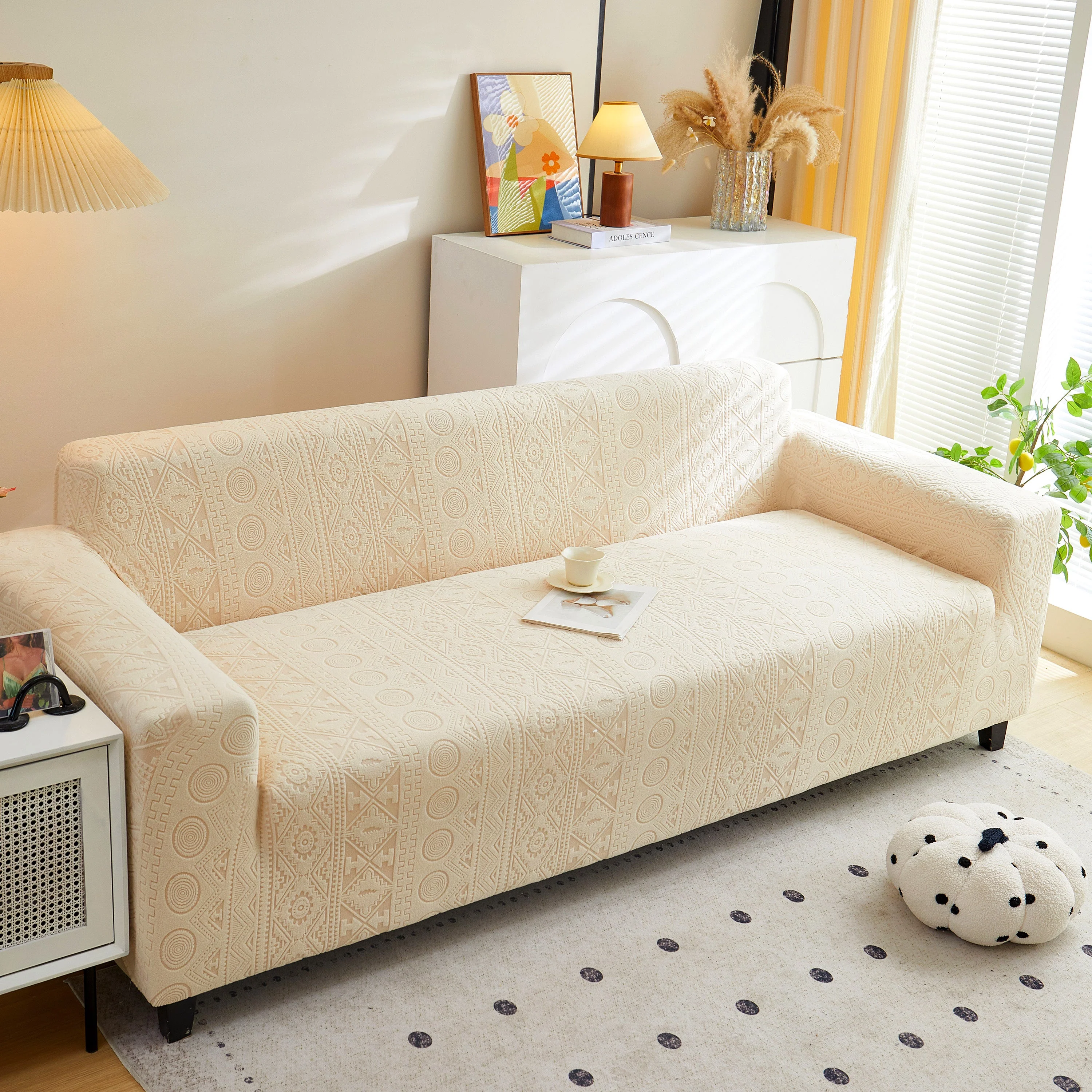 Embossed Geometric Elastic Sofa Cover Boho Stylish Decorative Furniture Covers - Image 37