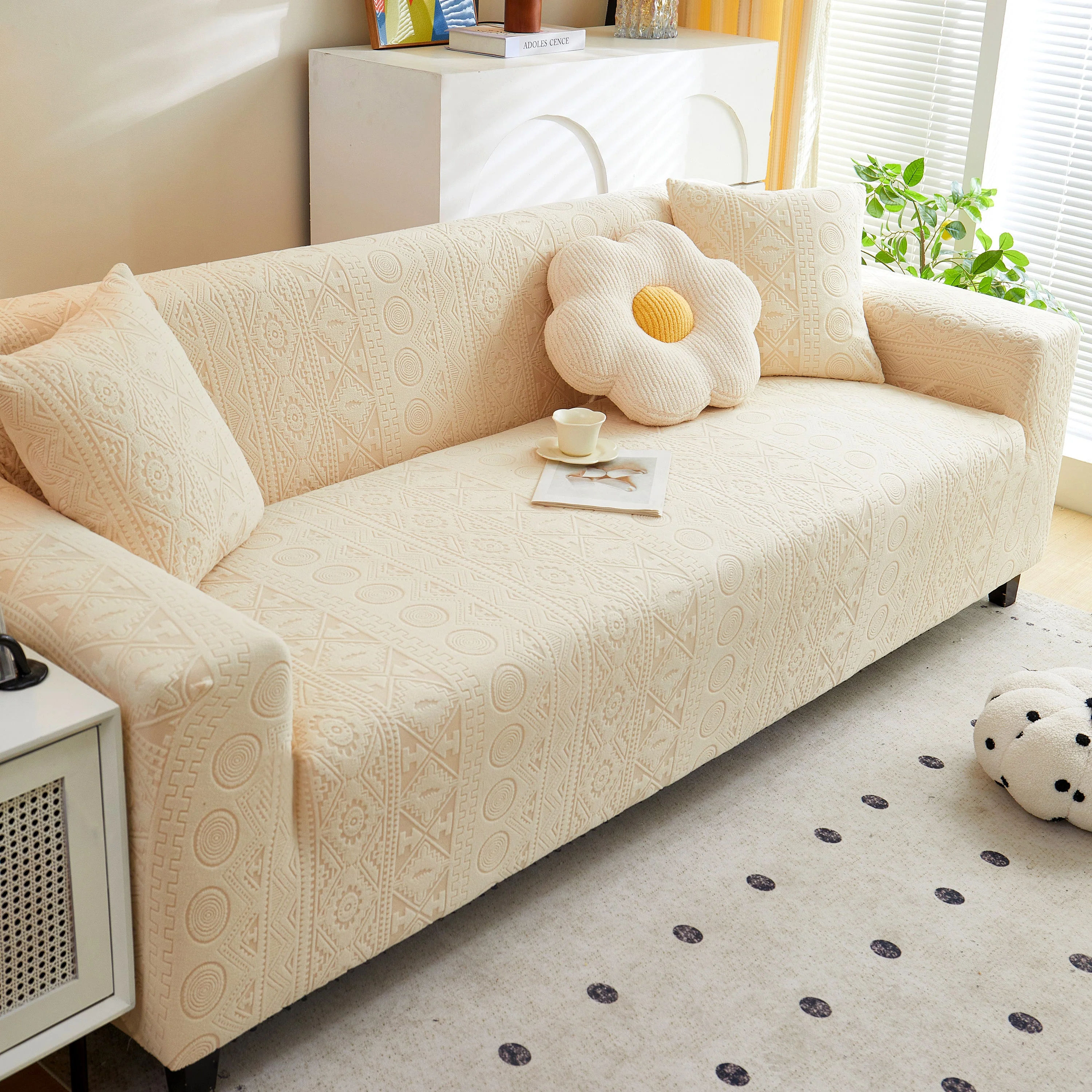 Embossed Geometric Elastic Sofa Cover Boho Stylish Decorative Furniture Covers - Image 38