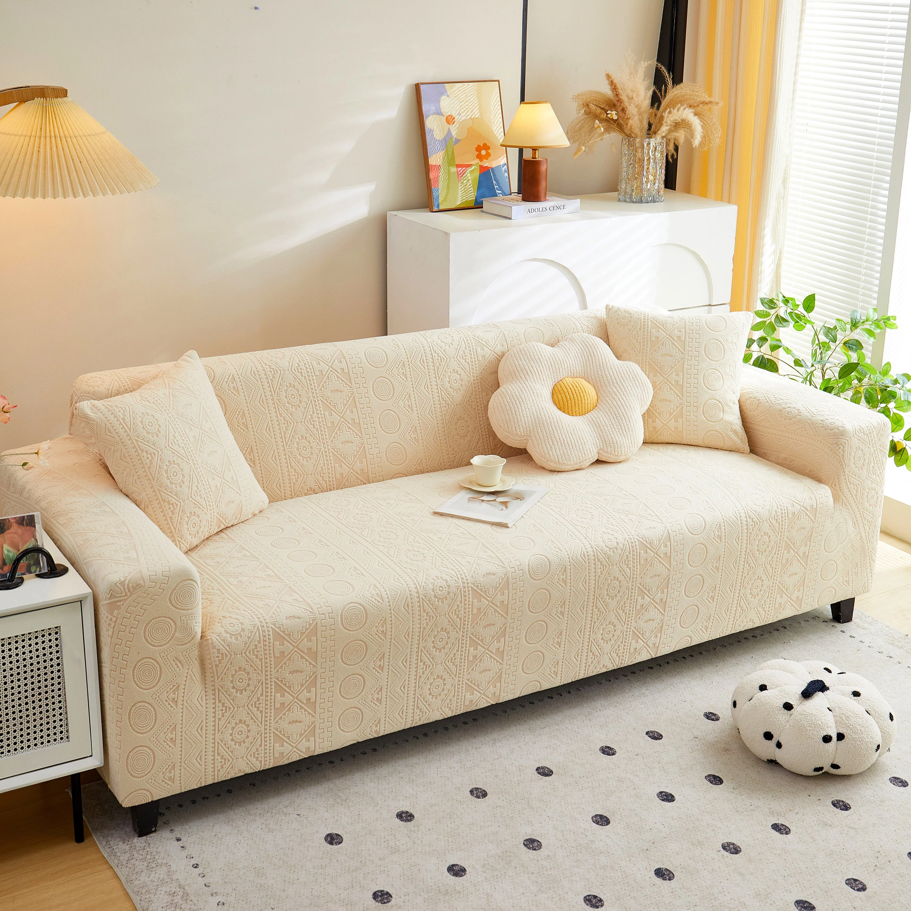 Embossed Geometric Elastic Sofa Cover Boho Stylish Decorative Furniture Covers - Image 39