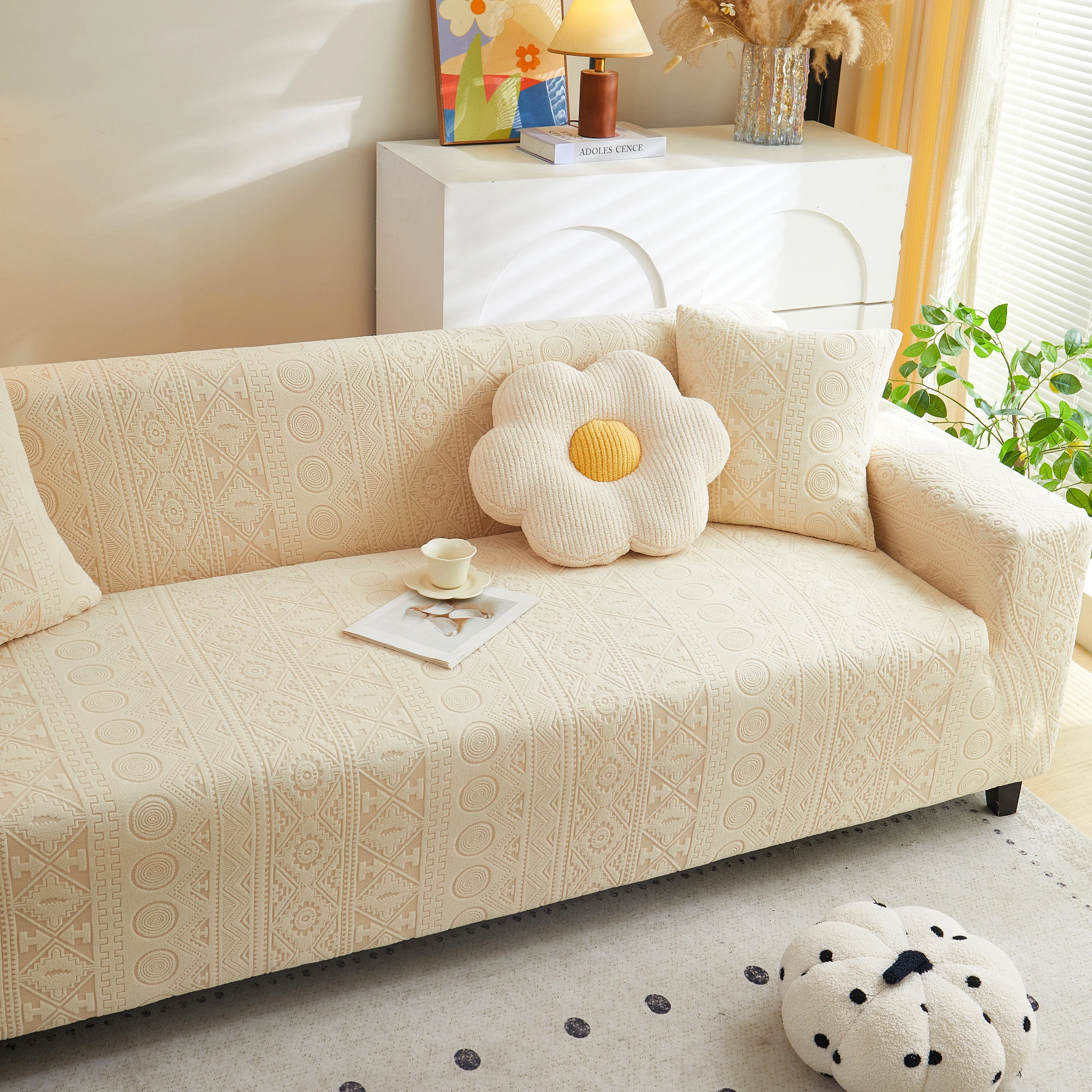 Embossed Geometric Elastic Sofa Cover Boho Stylish Decorative Furniture Covers - Image 40