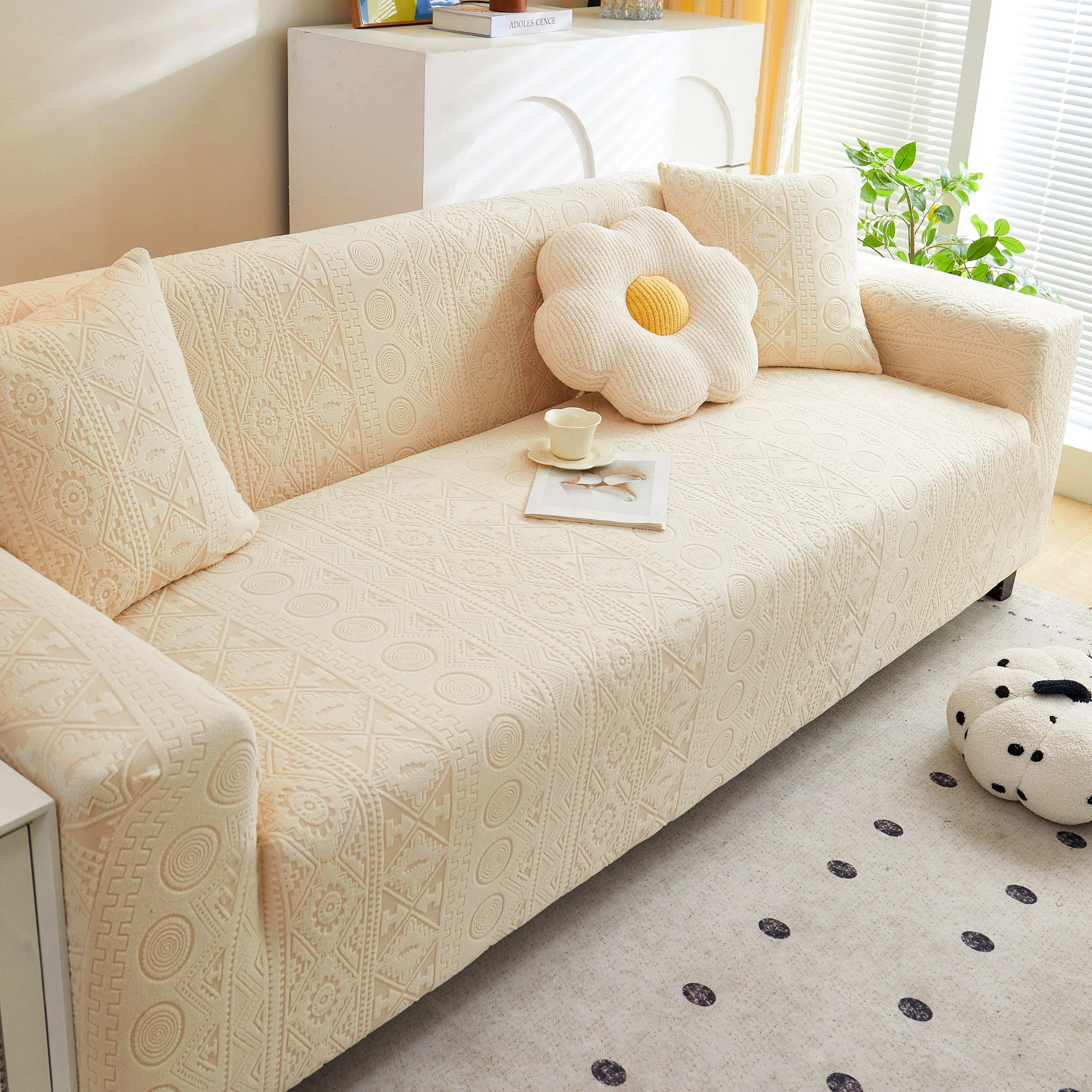 Embossed Geometric Elastic Sofa Cover Boho Stylish Decorative Furniture Covers - Image 41