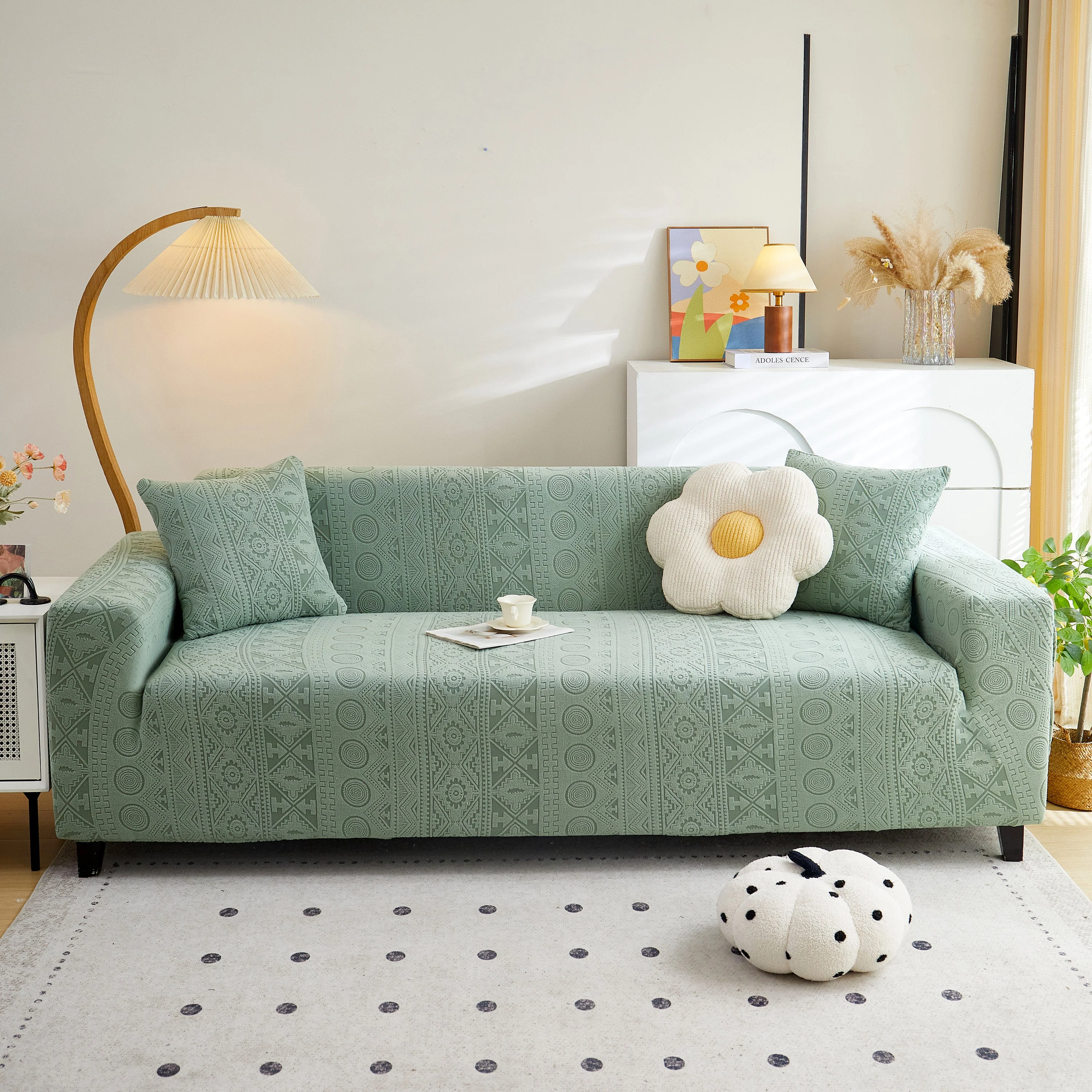 Embossed Geometric Elastic Sofa Cover Boho Stylish Decorative Furniture Covers - Image 42
