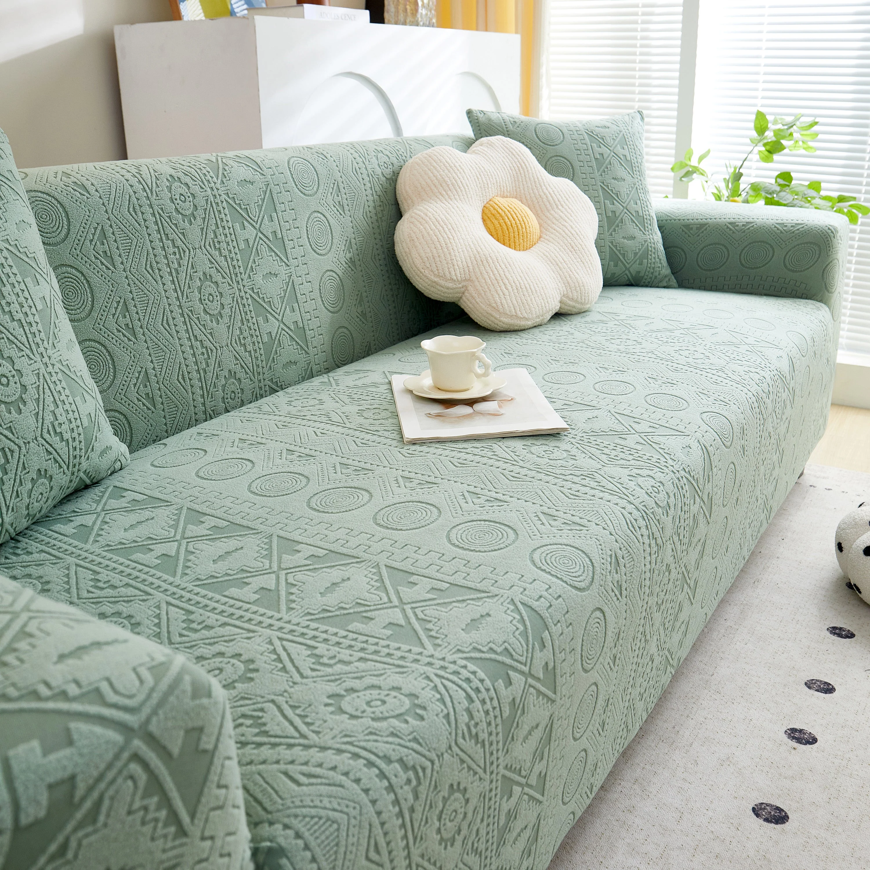 Embossed Geometric Elastic Sofa Cover Boho Stylish Decorative Furniture Covers - Image 48
