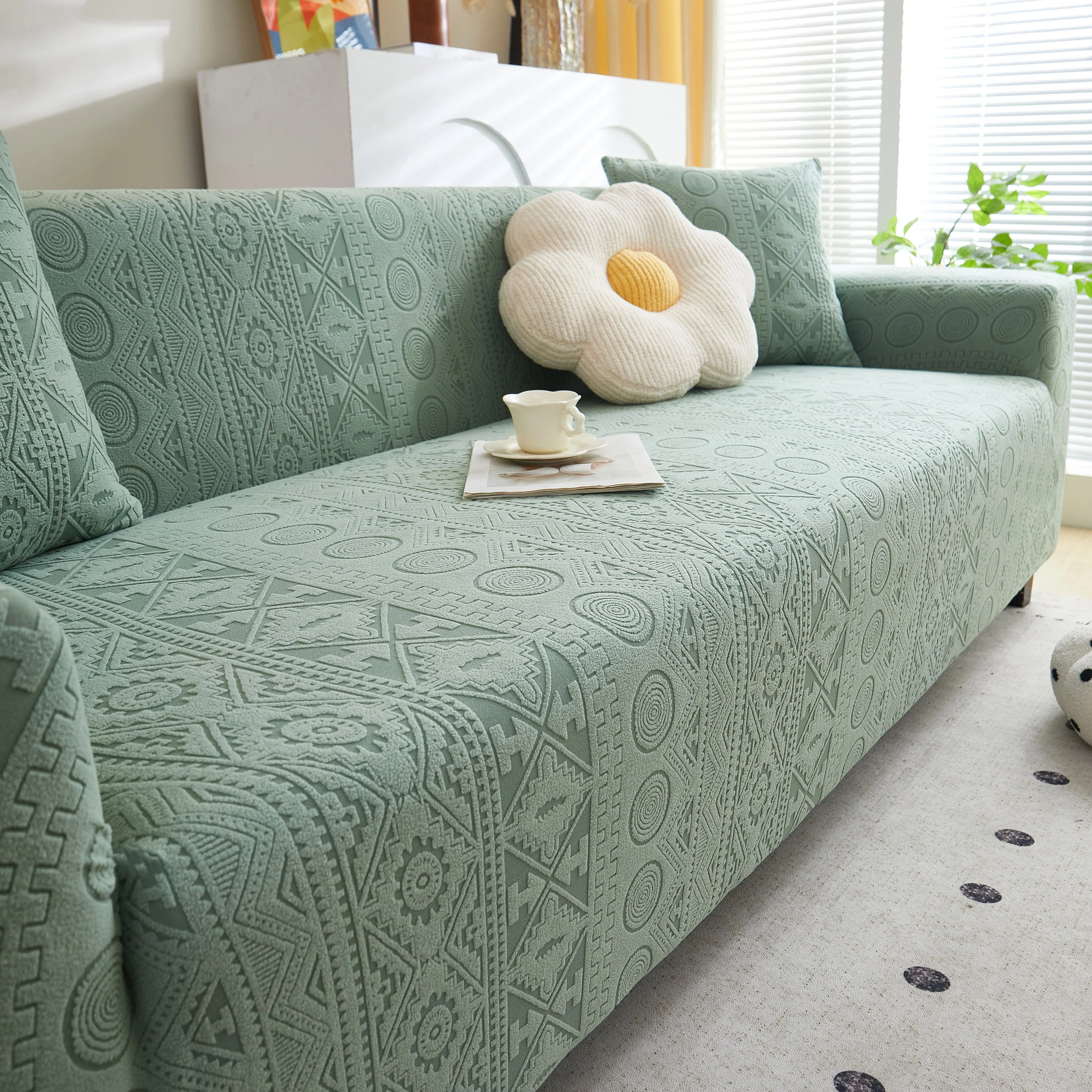 Embossed Geometric Elastic Sofa Cover Boho Stylish Decorative Furniture Covers - Image 49