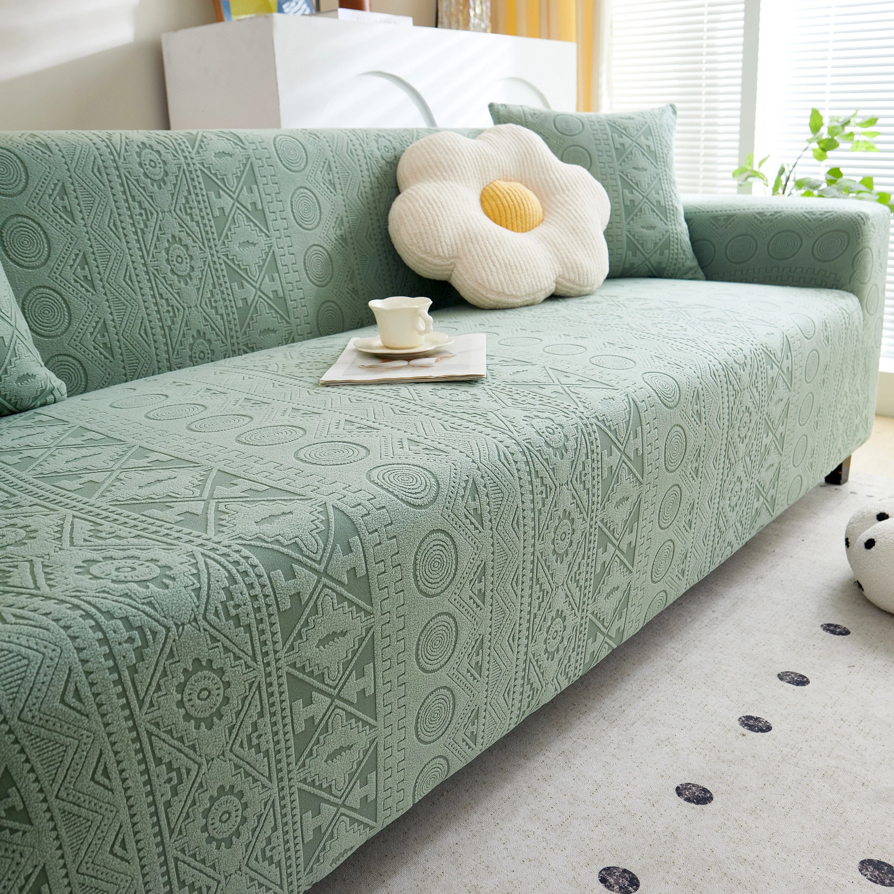 Embossed Geometric Elastic Sofa Cover Boho Stylish Decorative Furniture Covers - Image 50