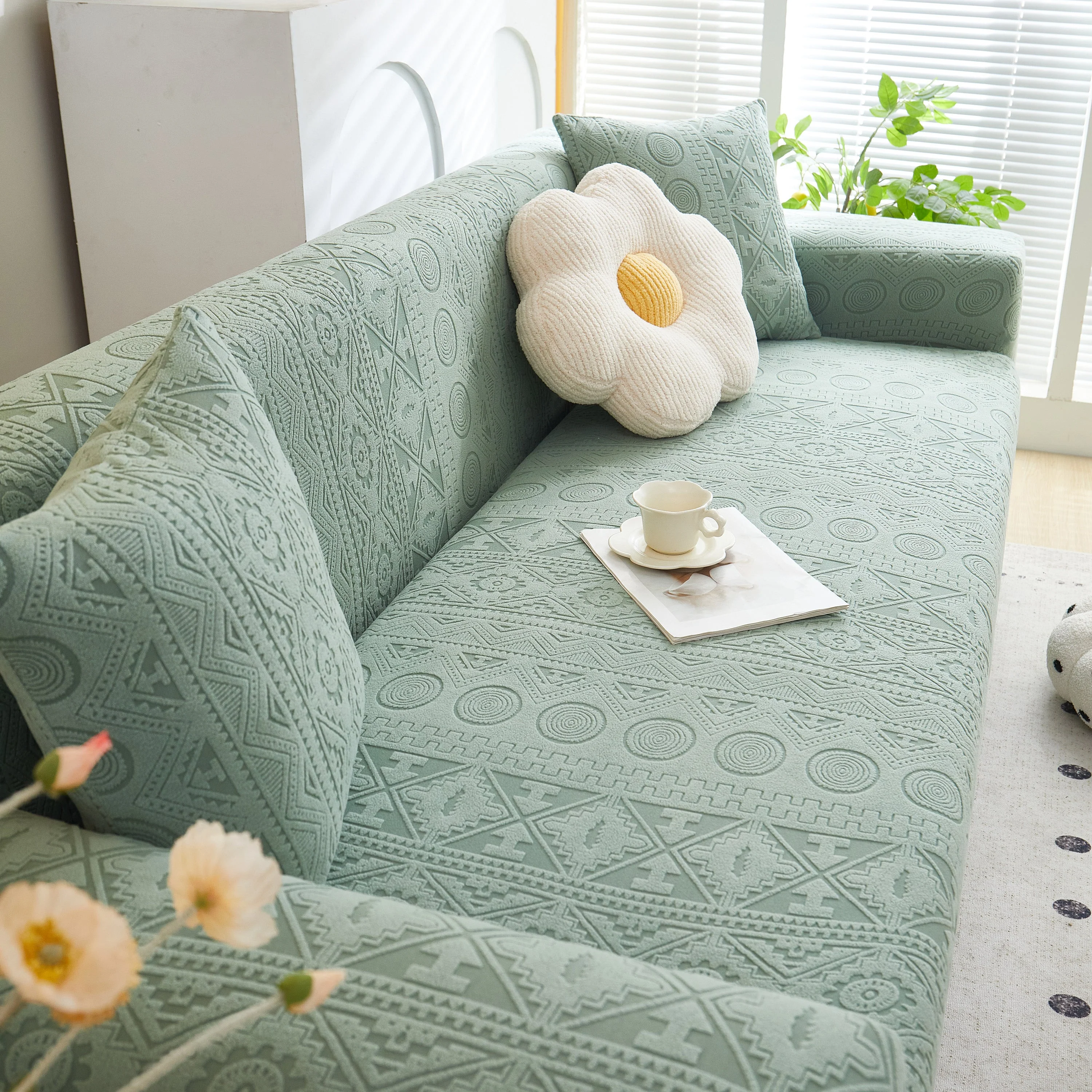 Embossed Geometric Elastic Sofa Cover Boho Stylish Decorative Furniture Covers - Image 53