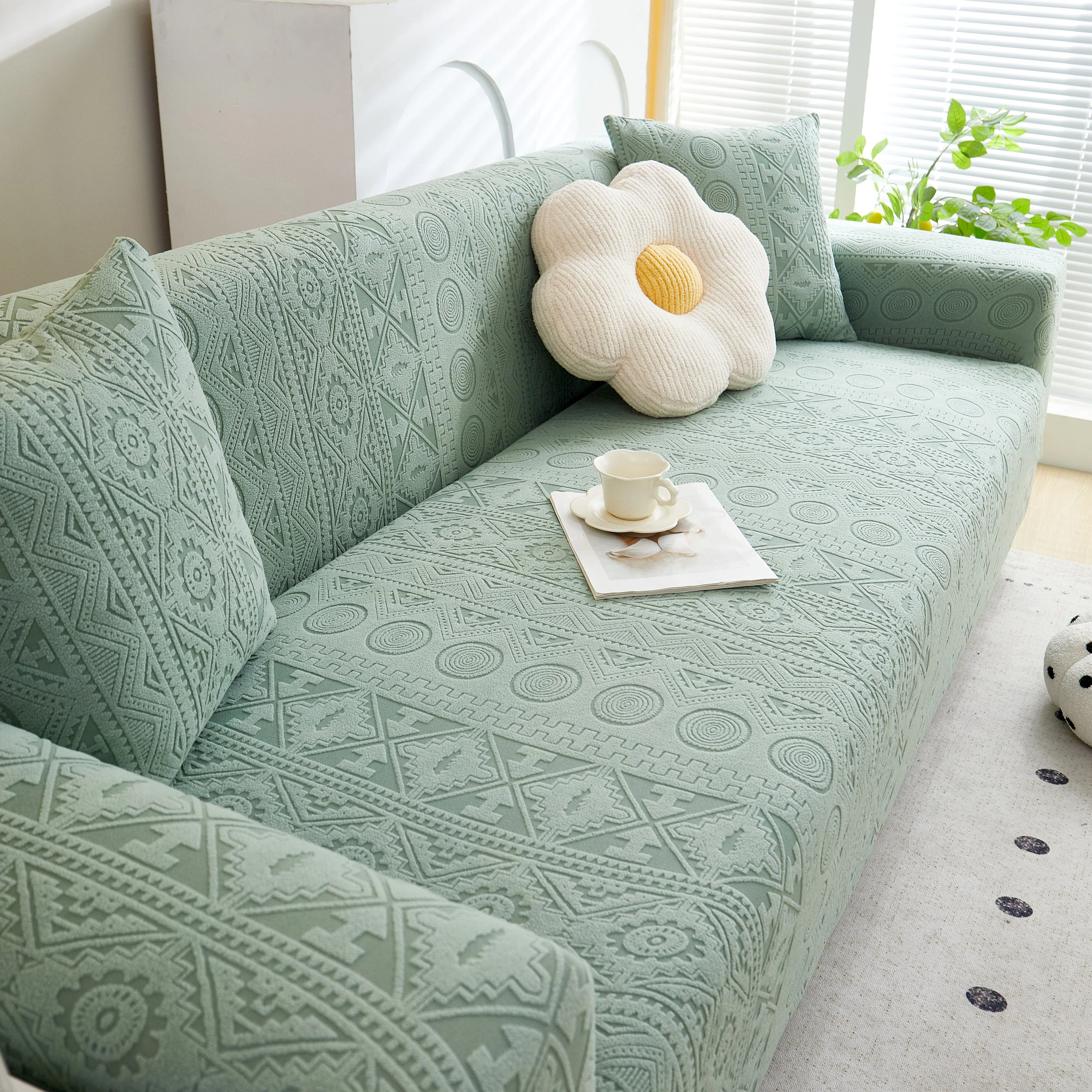 Embossed Geometric Elastic Sofa Cover Boho Stylish Decorative Furniture Covers - Image 56