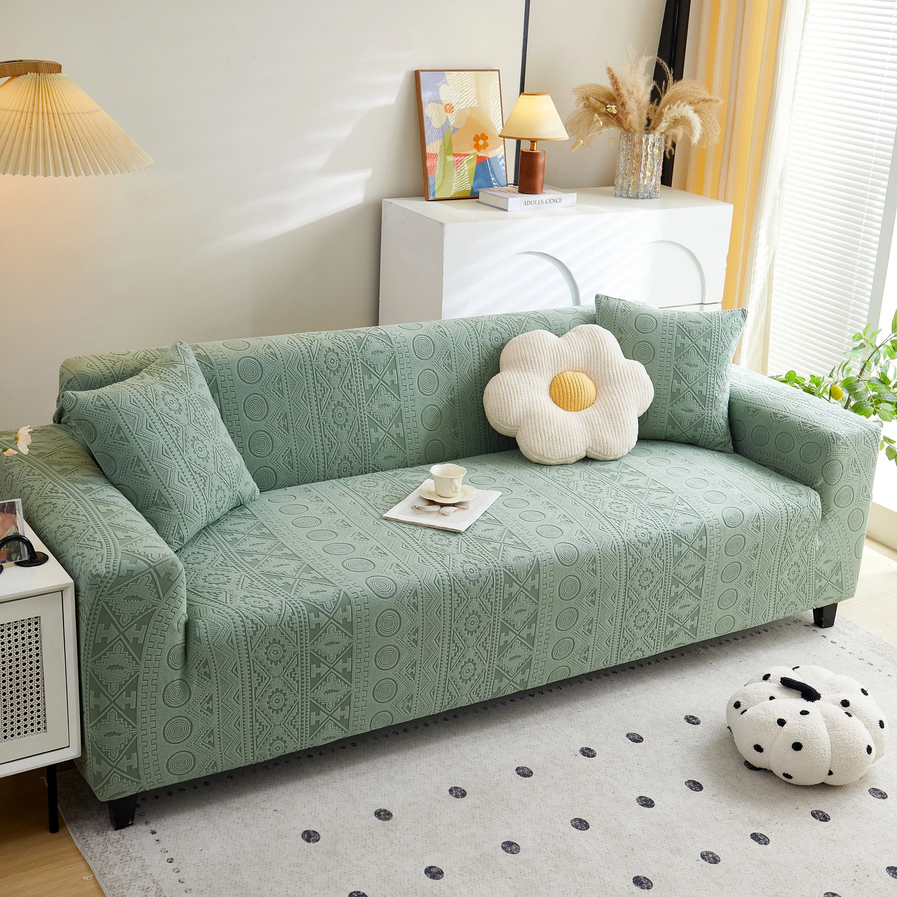 Embossed Geometric Elastic Sofa Cover Boho Stylish Decorative Furniture Covers - Image 57