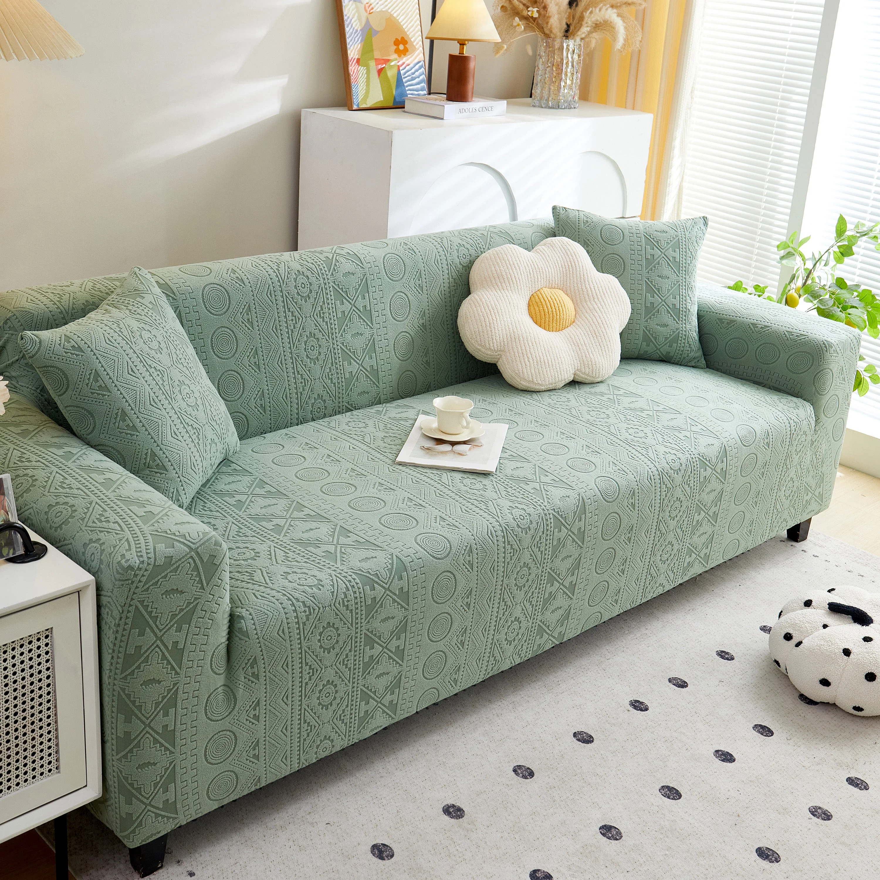 Embossed Geometric Elastic Sofa Cover Boho Stylish Decorative Furniture Covers - Image 60
