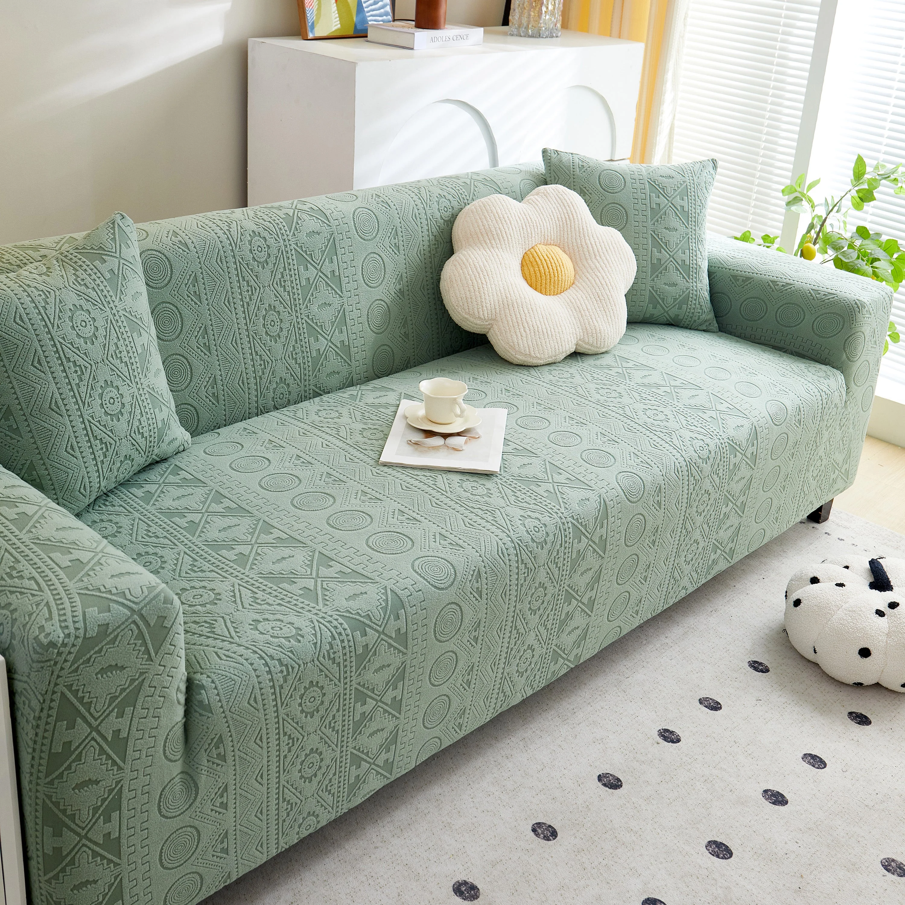 Embossed Geometric Elastic Sofa Cover Boho Stylish Decorative Furniture Covers - Image 61