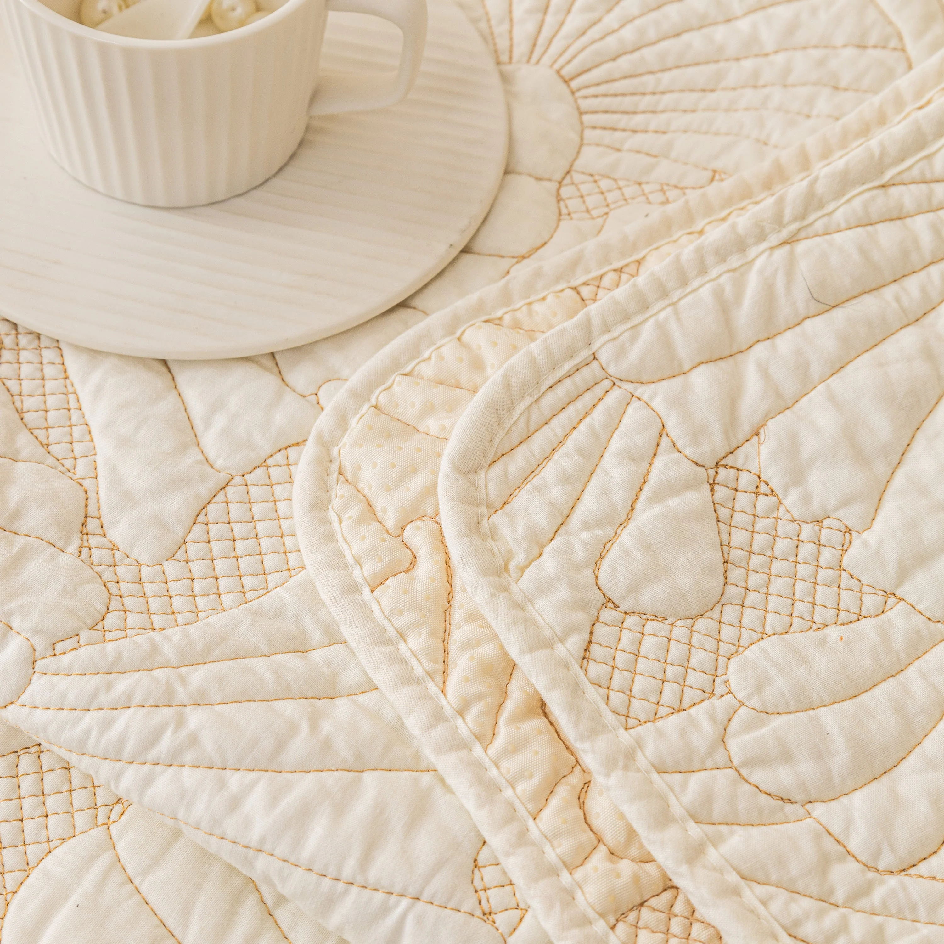 Embossed Leaf Cotton Quilted Sofa Cover Non-Slip Couch Protector with Thick Padding - Image 12