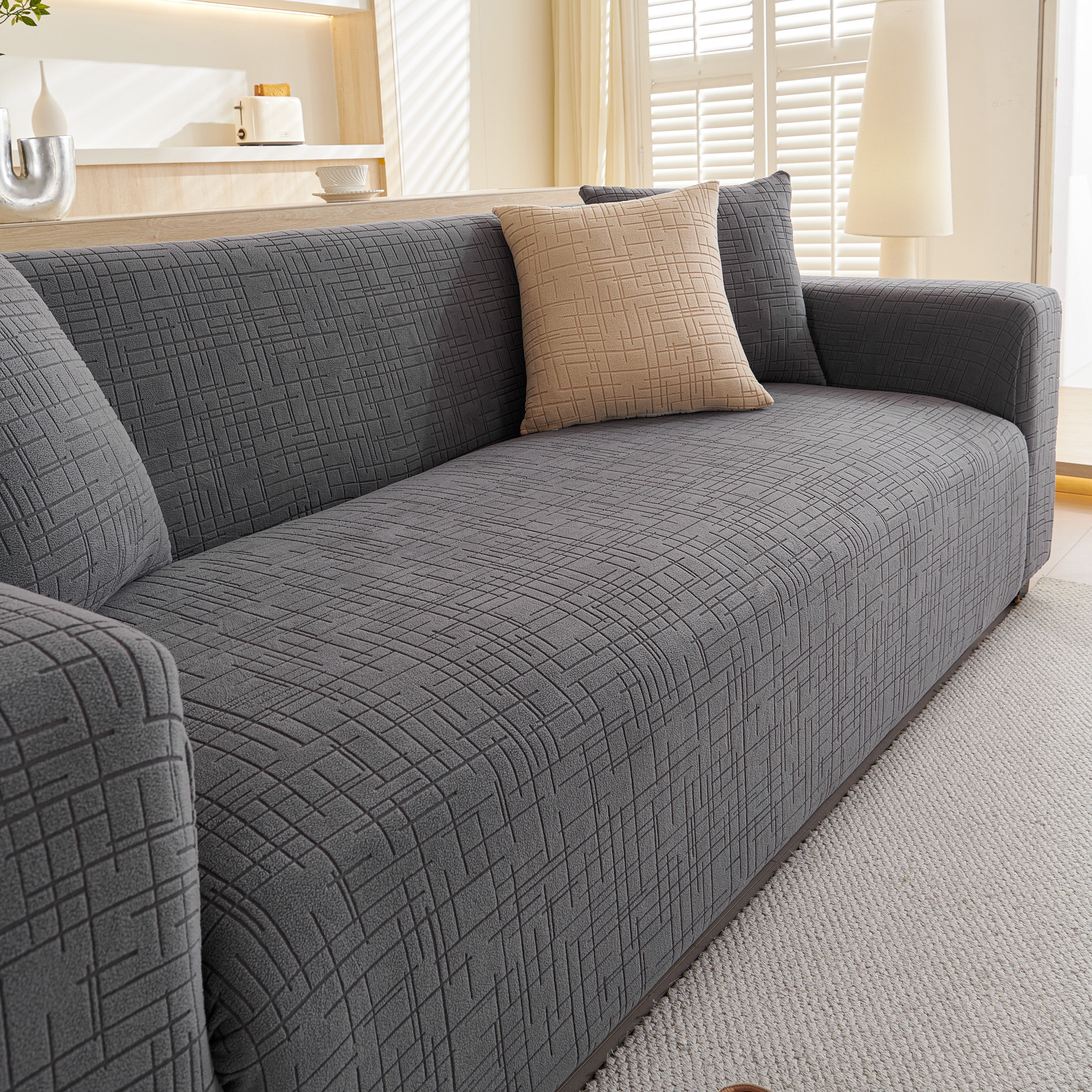 Embossed Lines Couch Covers Stretchable Non-Slip & Washable Sofa Slipcovers - Image 10