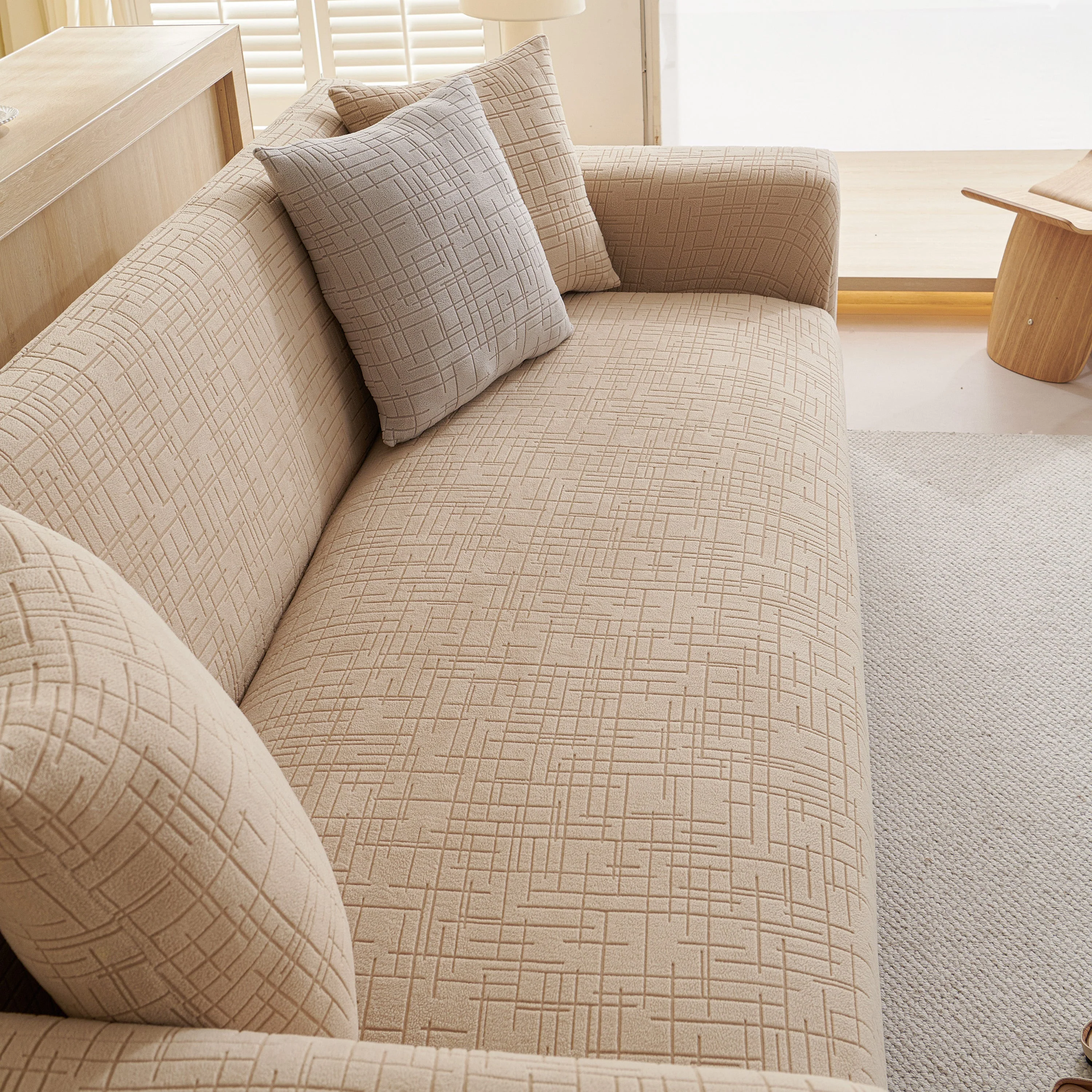 Embossed Lines Couch Covers Stretchable Non-Slip & Washable Sofa Slipcovers - Image 101