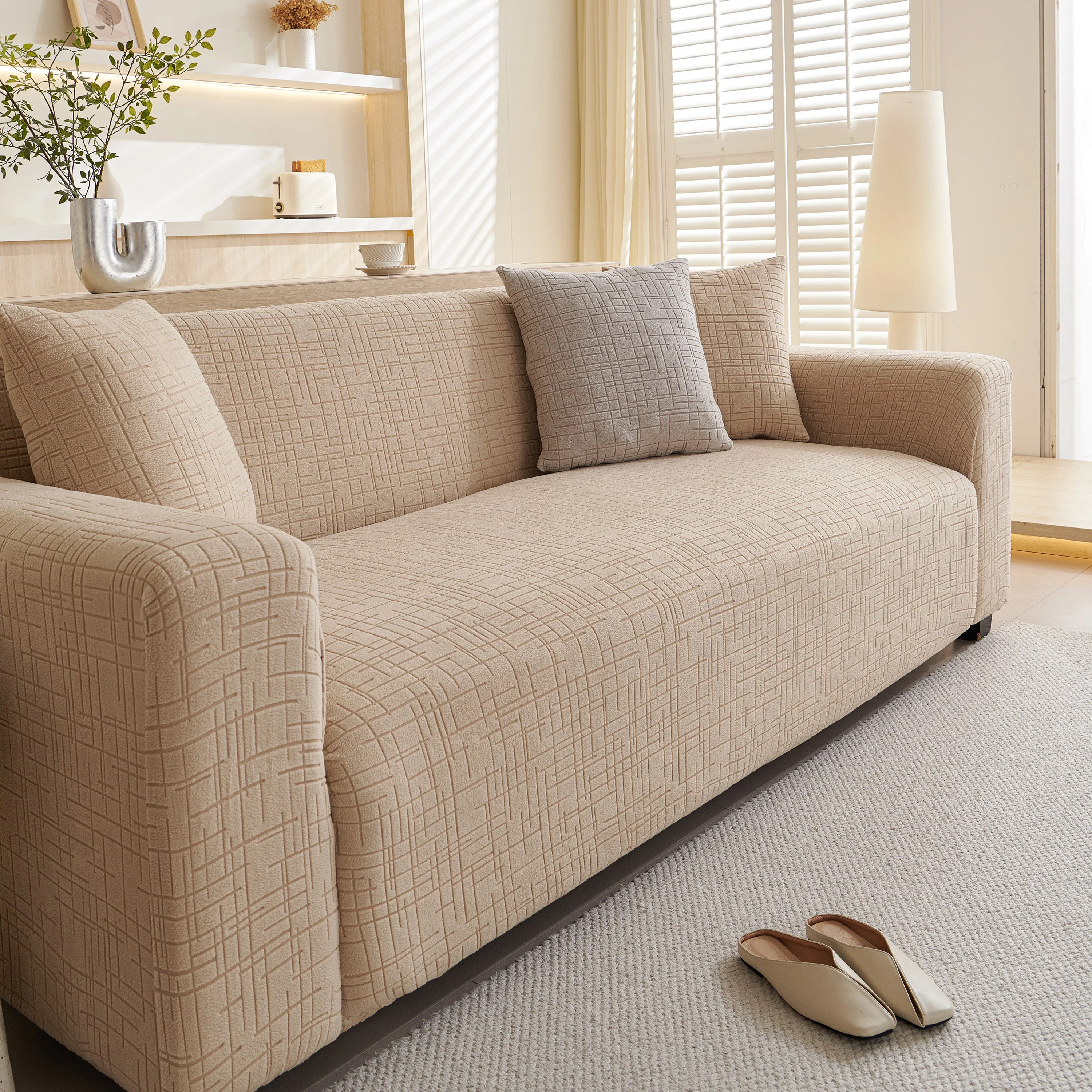 Embossed Lines Couch Covers Stretchable Non-Slip & Washable Sofa Slipcovers - Image 102