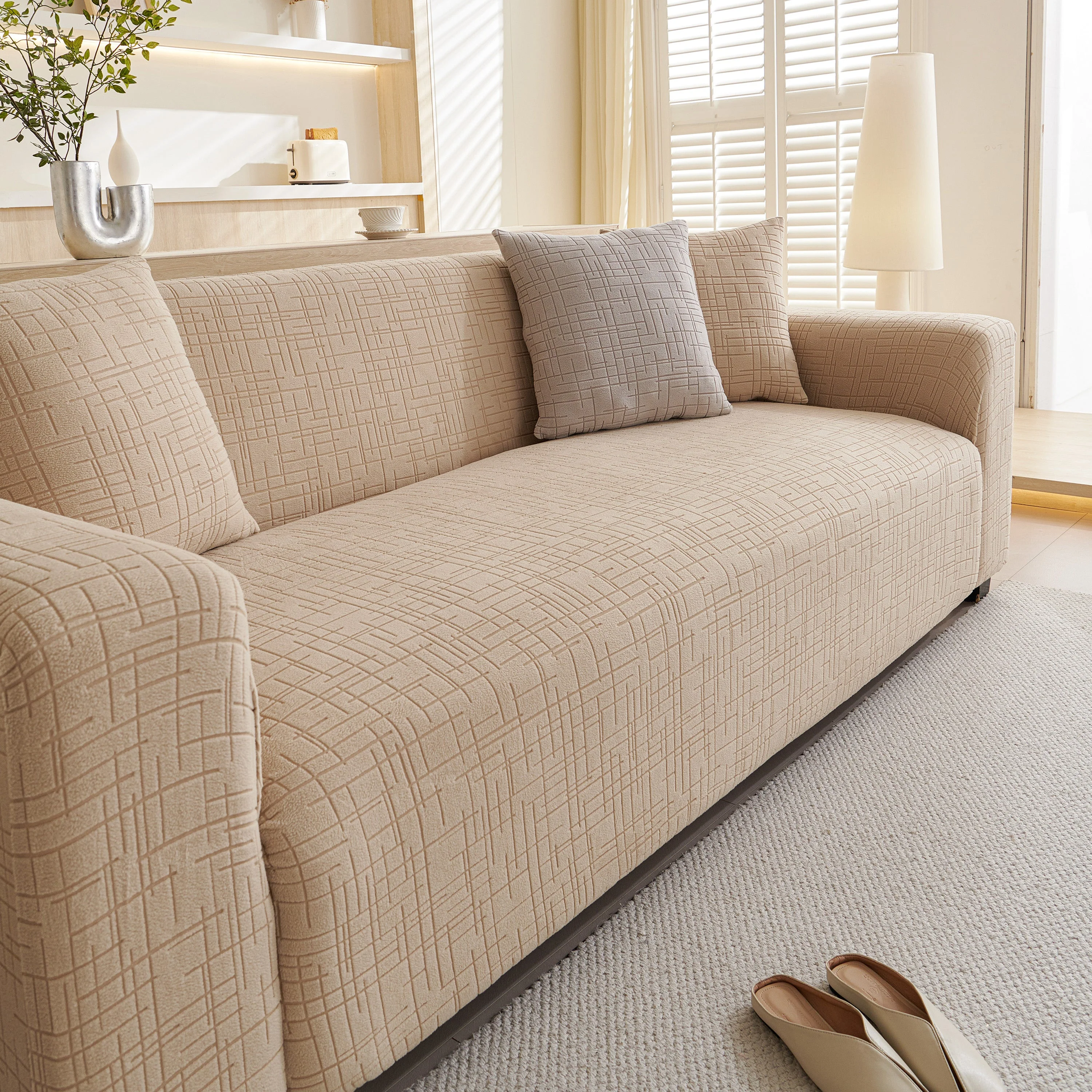 Embossed Lines Couch Covers Stretchable Non-Slip & Washable Sofa Slipcovers - Image 103