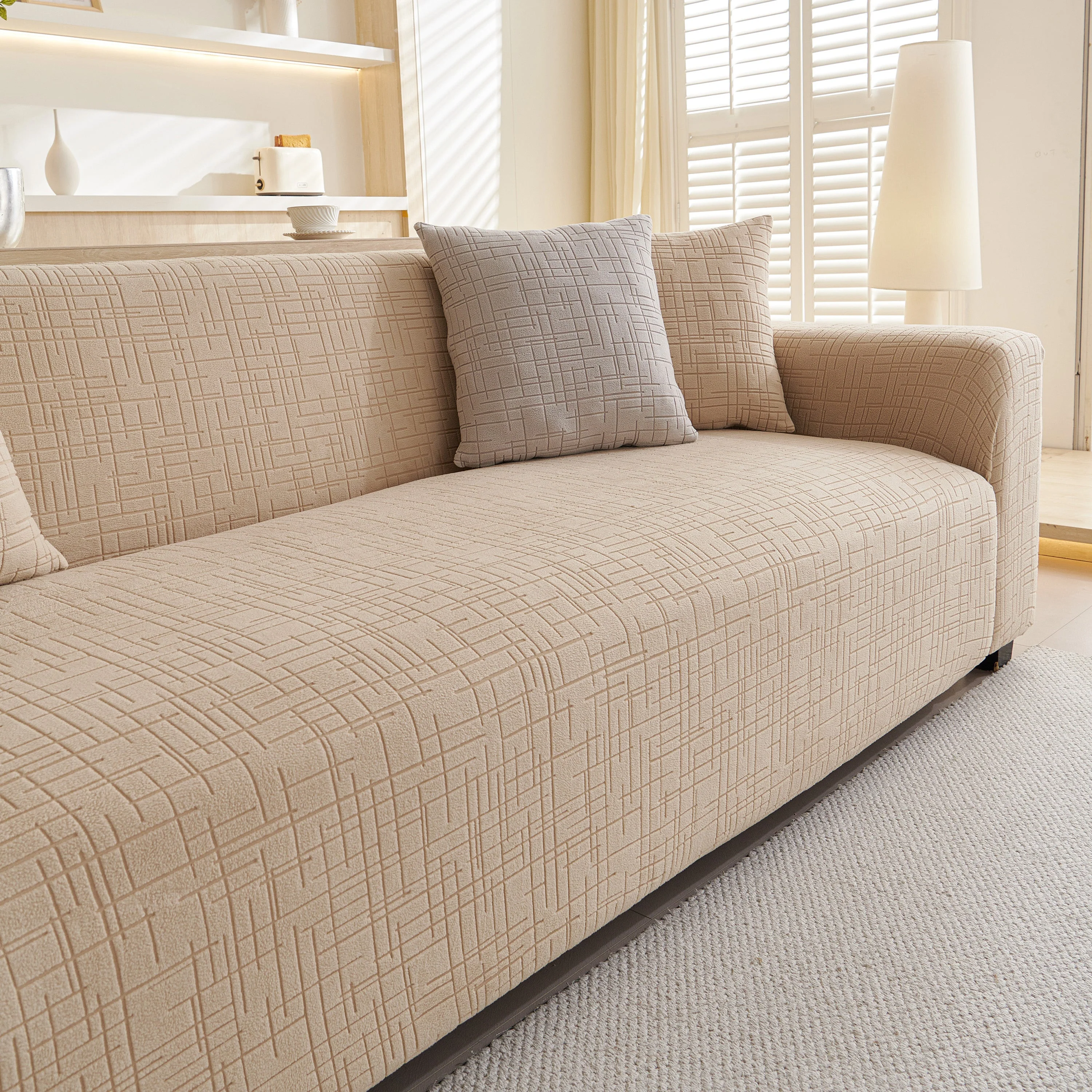 Embossed Lines Couch Covers Stretchable Non-Slip & Washable Sofa Slipcovers - Image 104