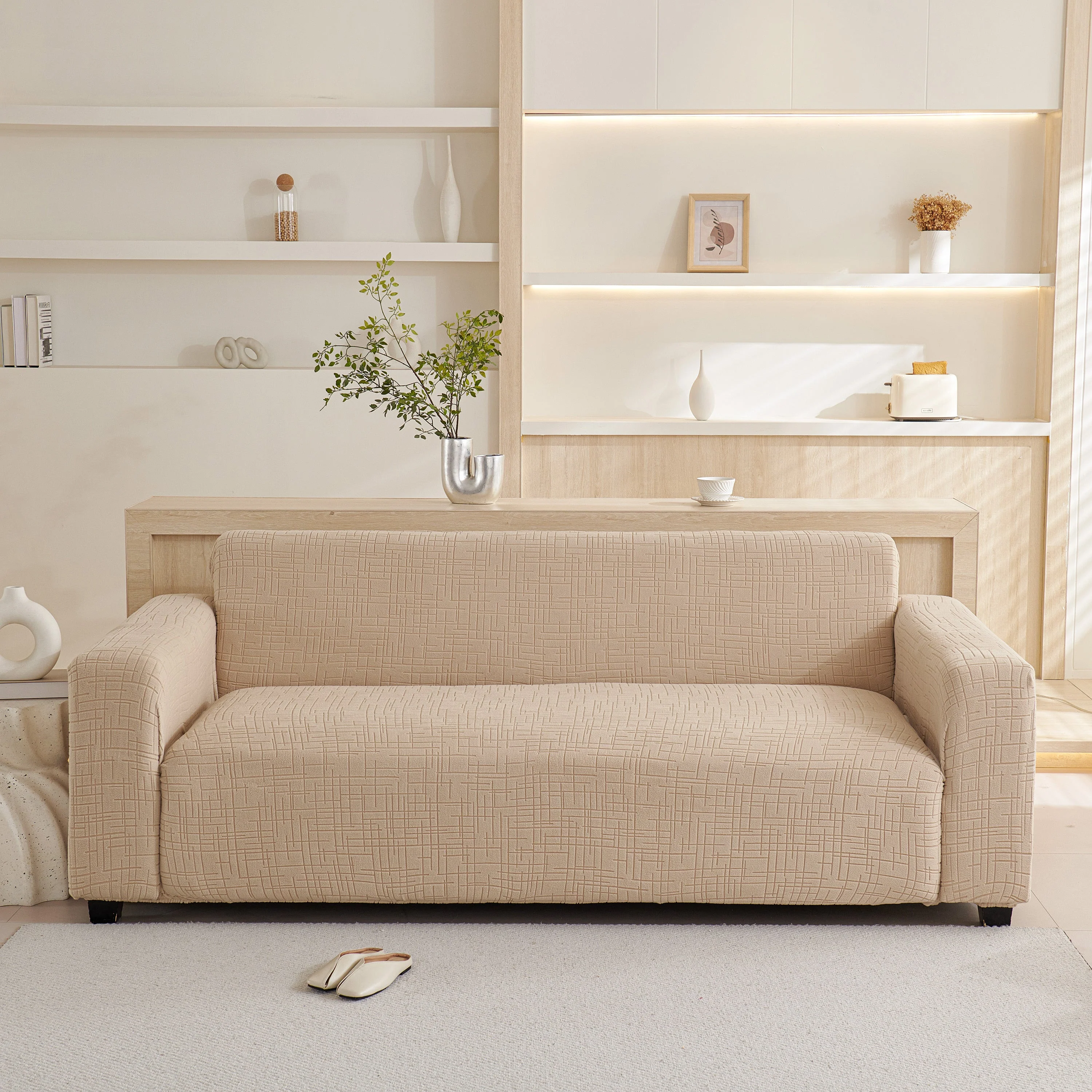 Embossed Lines Couch Covers Stretchable Non-Slip & Washable Sofa Slipcovers - Image 106