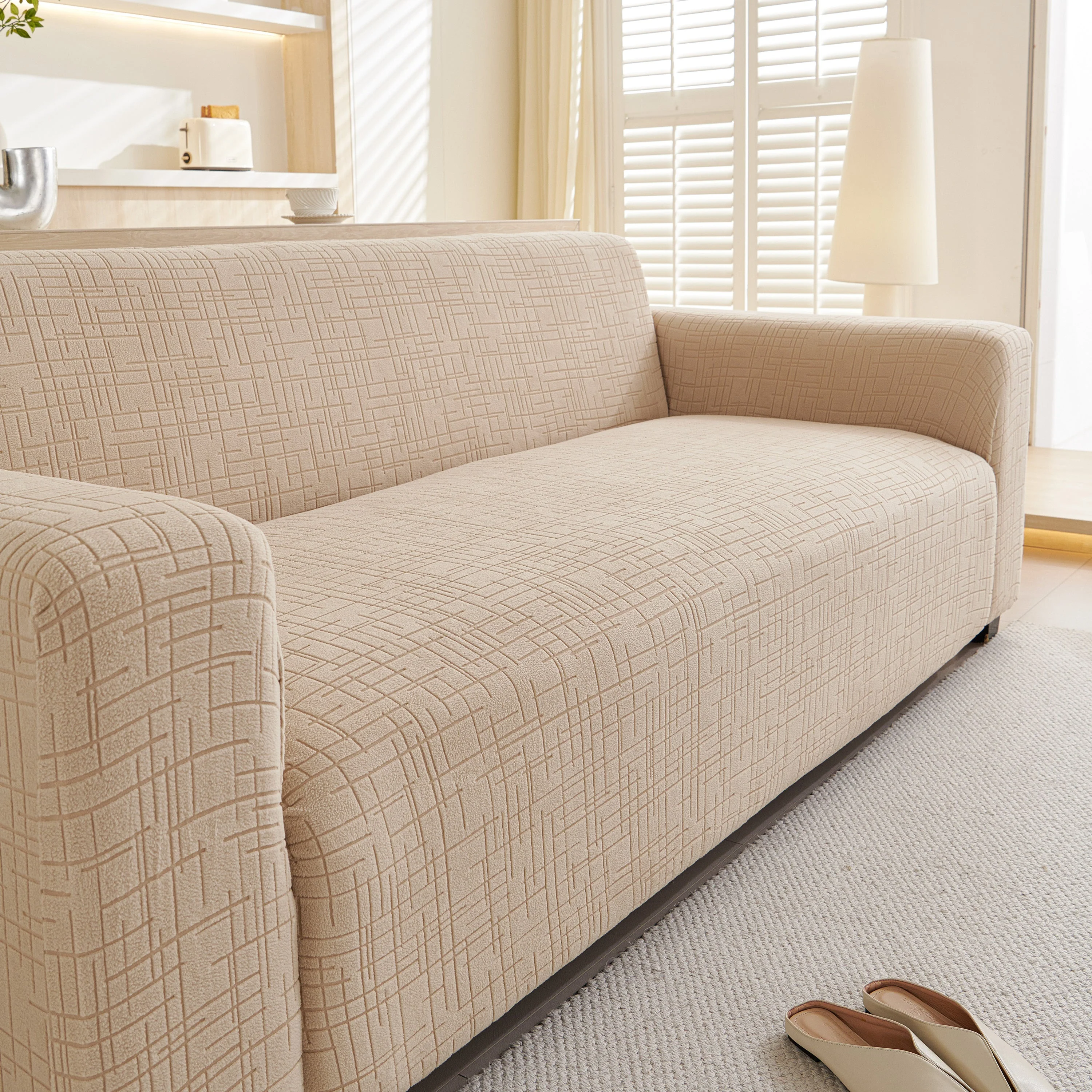 Embossed Lines Couch Covers Stretchable Non-Slip & Washable Sofa Slipcovers - Image 108