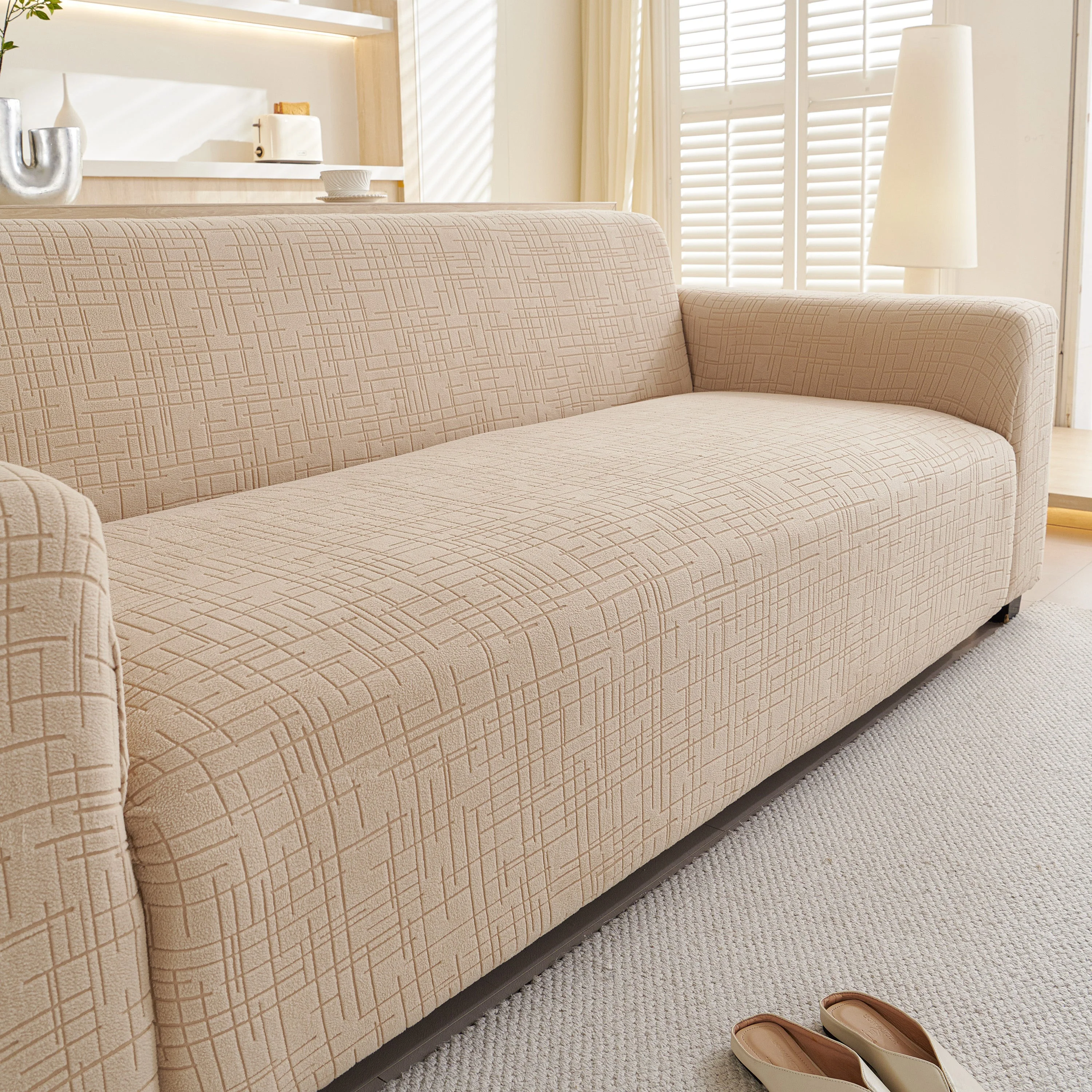 Embossed Lines Couch Covers Stretchable Non-Slip & Washable Sofa Slipcovers - Image 109