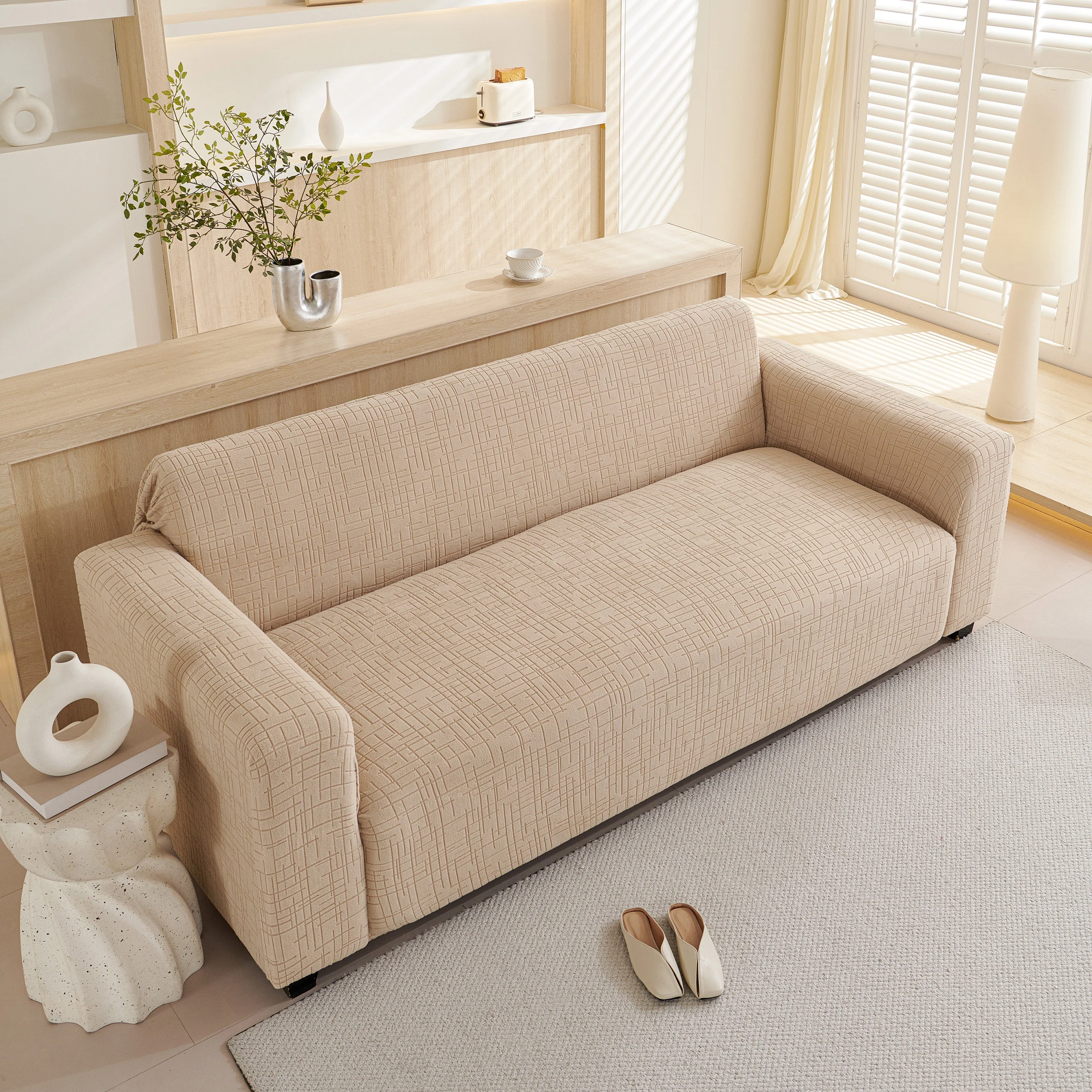 Embossed Lines Couch Covers Stretchable Non-Slip & Washable Sofa Slipcovers - Image 110