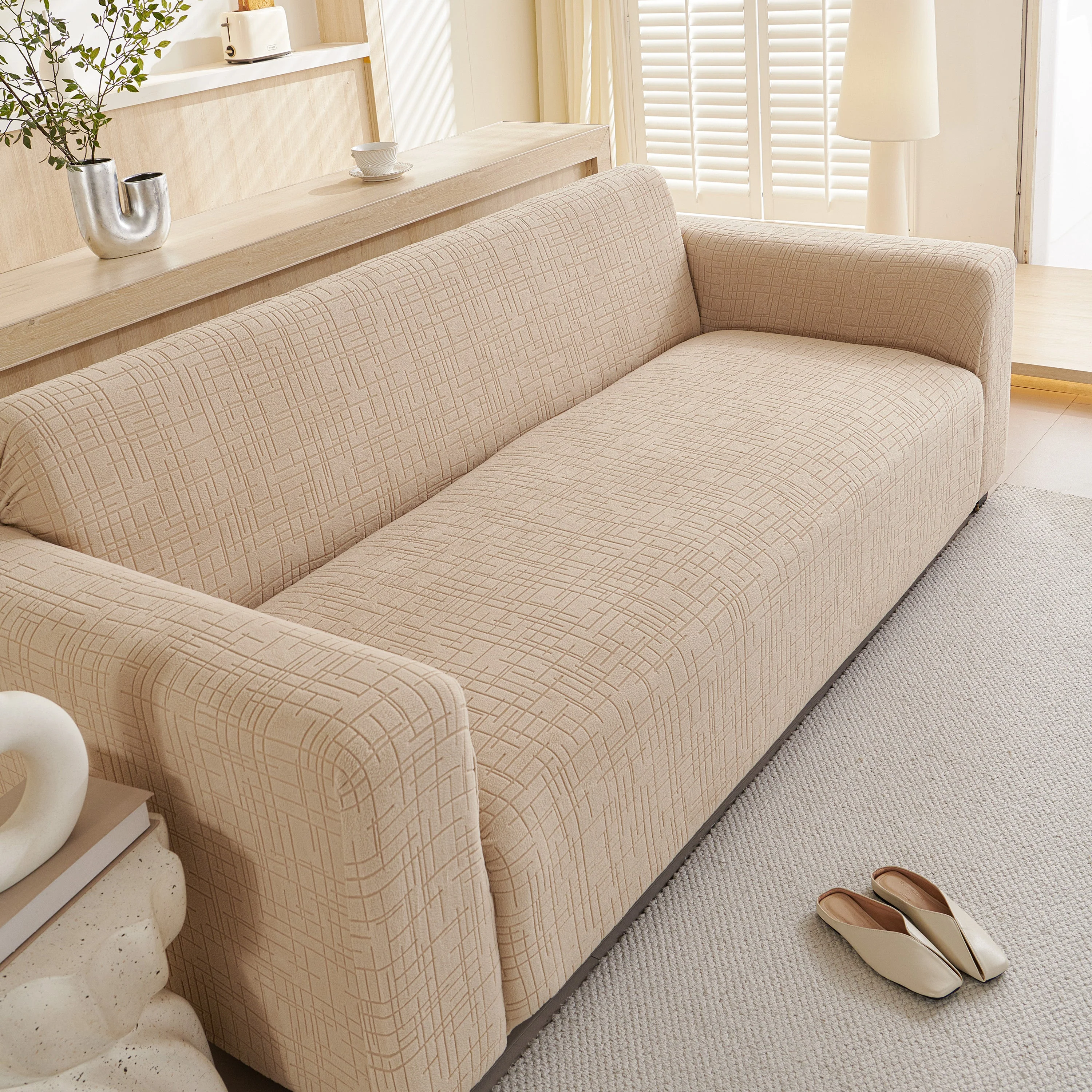 Embossed Lines Couch Covers Stretchable Non-Slip & Washable Sofa Slipcovers - Image 111