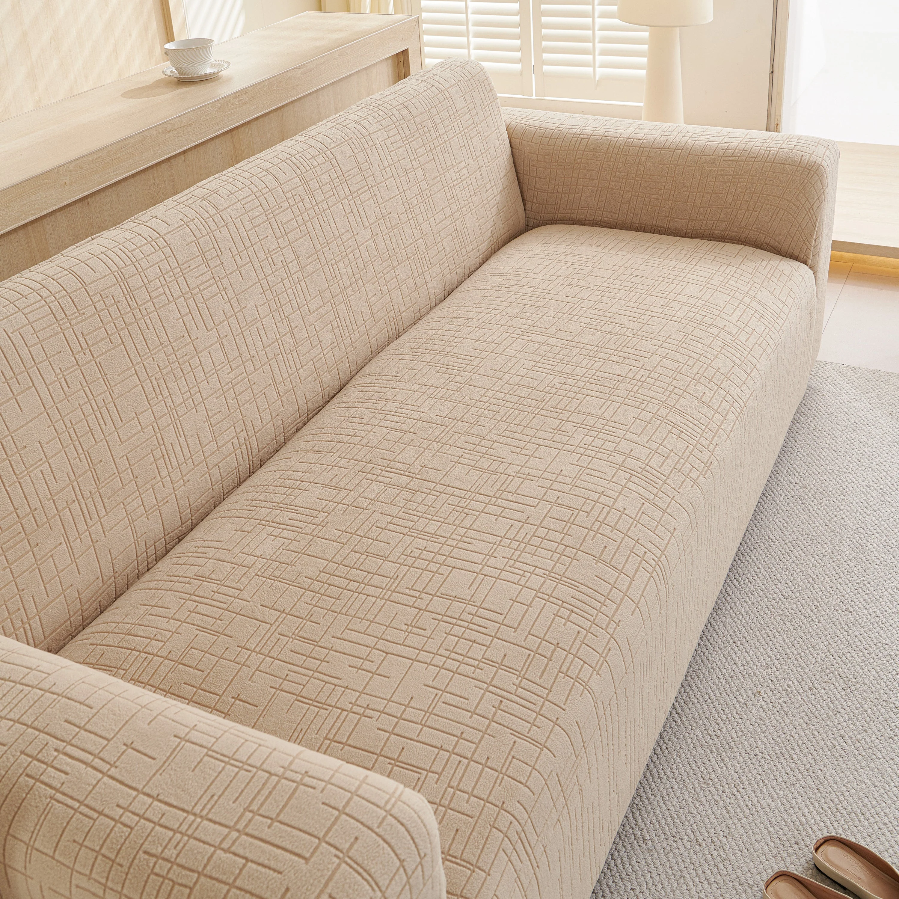 Embossed Lines Couch Covers Stretchable Non-Slip & Washable Sofa Slipcovers - Image 113
