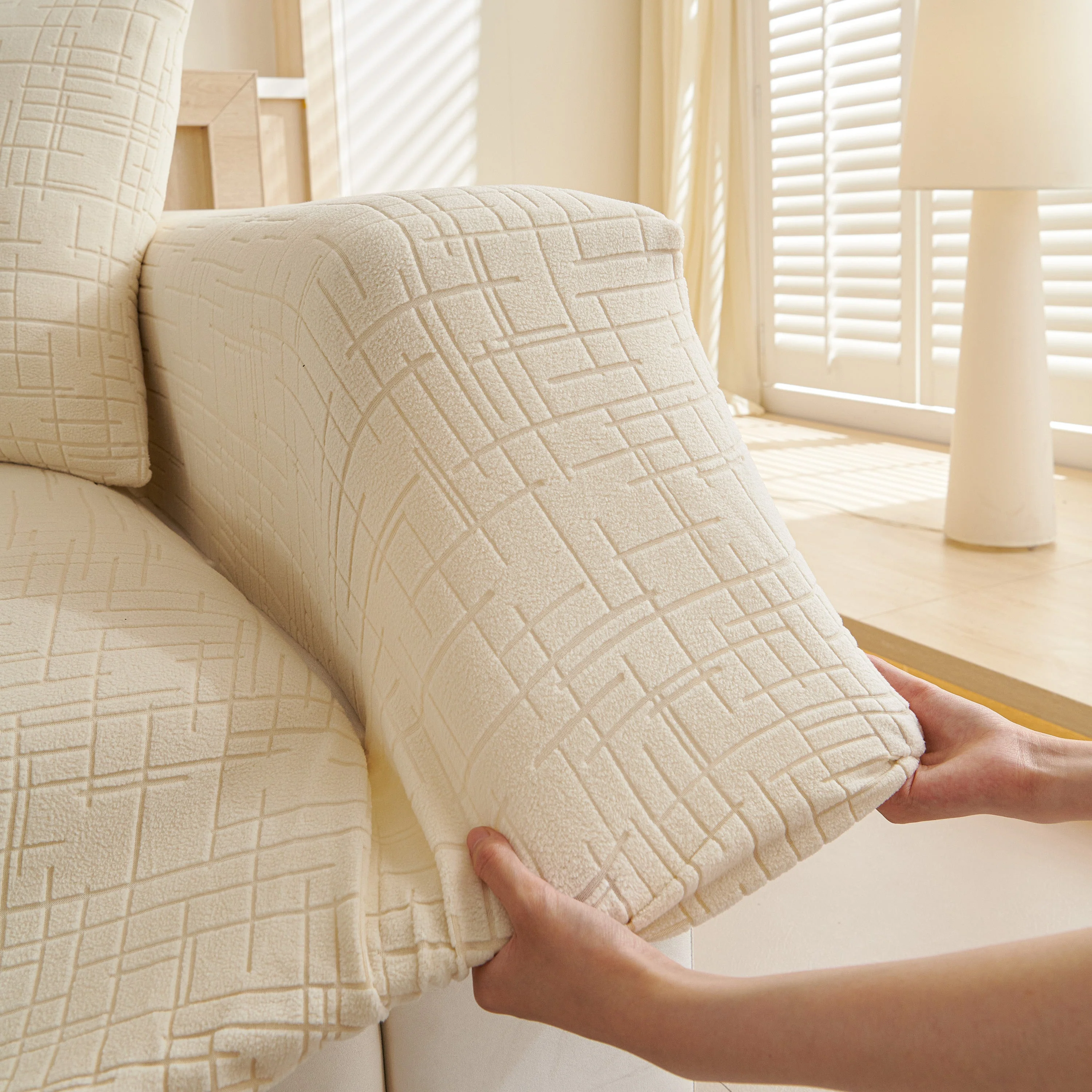 Embossed Lines Couch Covers Stretchable Non-Slip & Washable Sofa Slipcovers - Image 118
