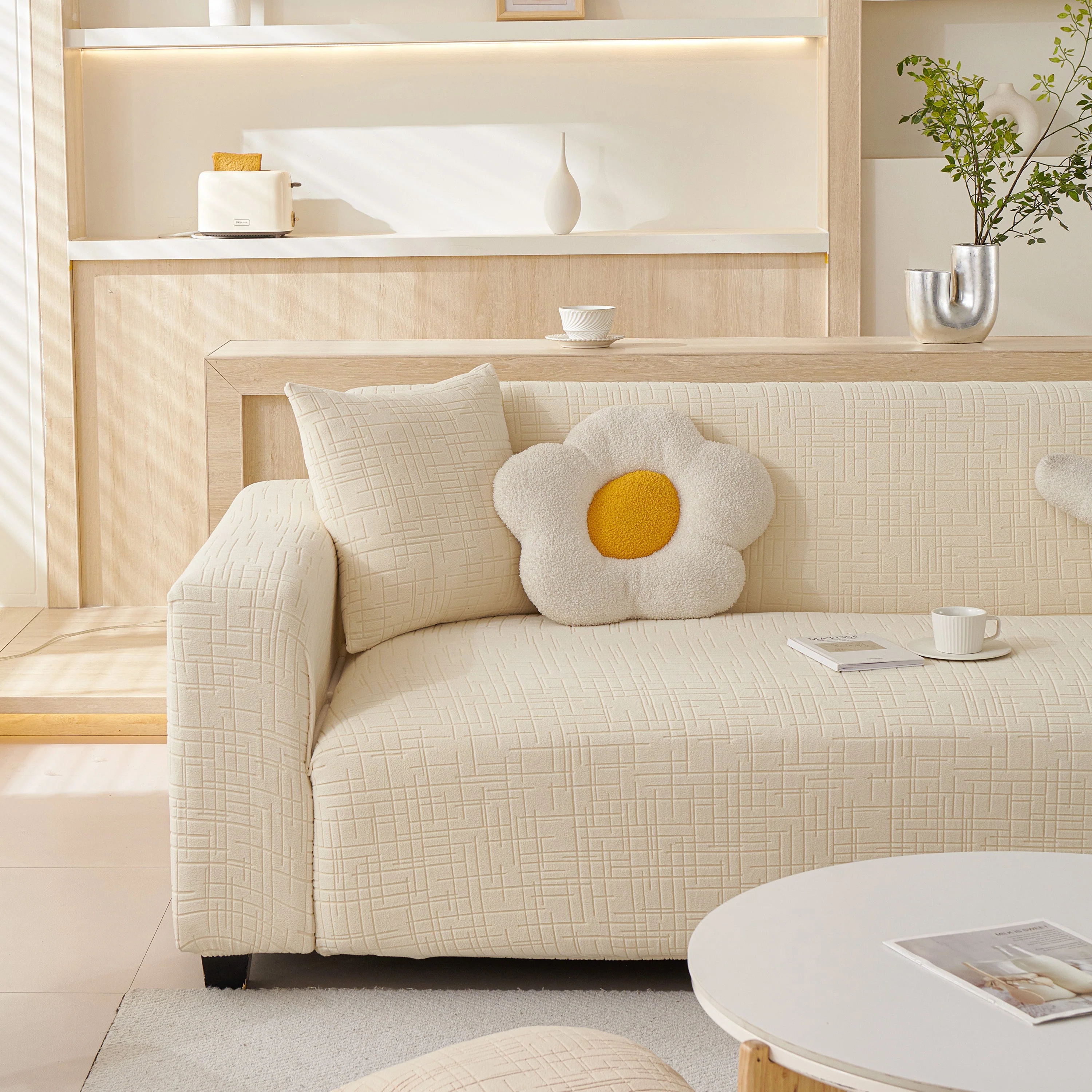 Embossed Lines Couch Covers Stretchable Non-Slip & Washable Sofa Slipcovers - Image 119