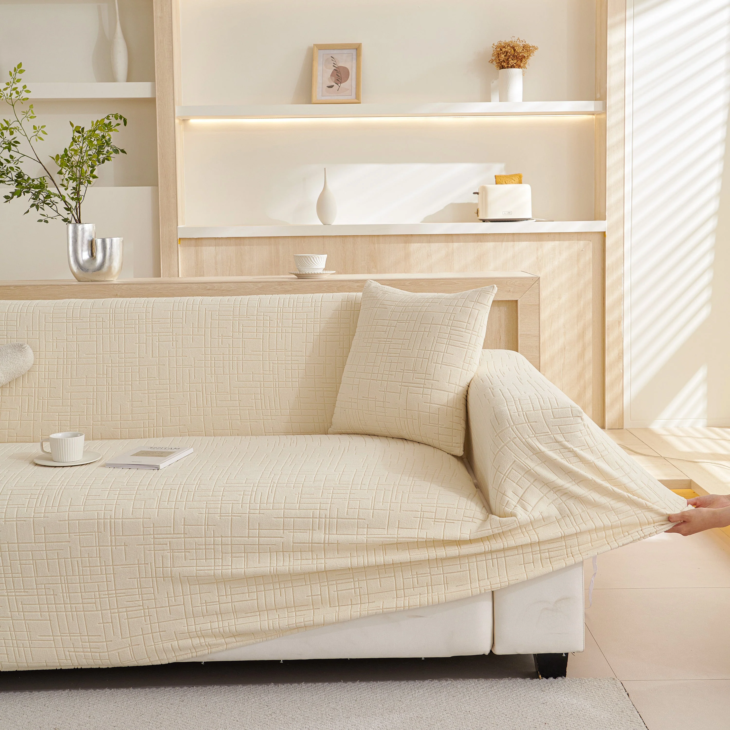 Embossed Lines Couch Covers Stretchable Non-Slip & Washable Sofa Slipcovers - Image 120