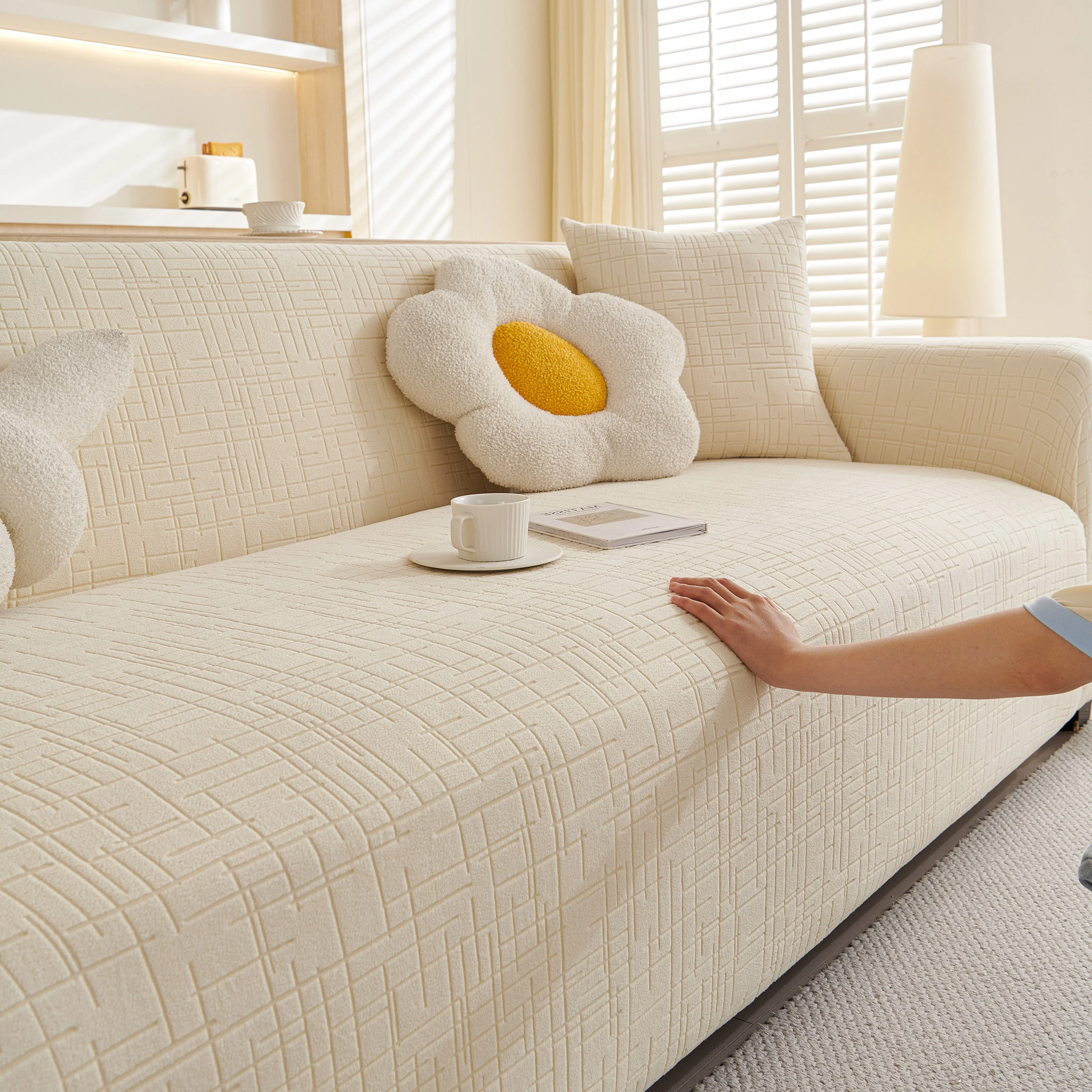 Embossed Lines Couch Covers Stretchable Non-Slip & Washable Sofa Slipcovers - Image 123